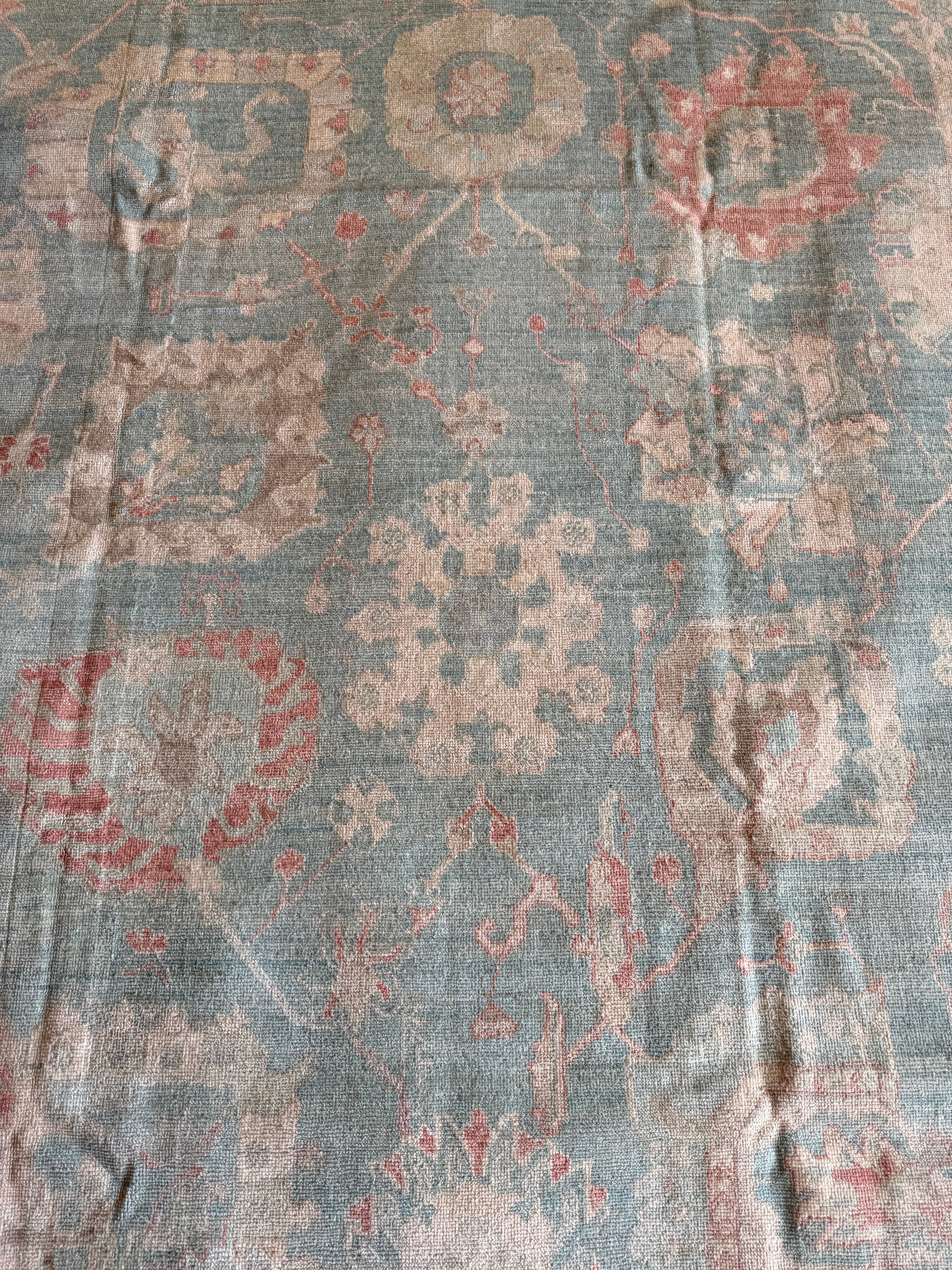 Molly Mc'Cohen 8.10x11.11 Blue Hand-Knotted Whitewashed Oushak