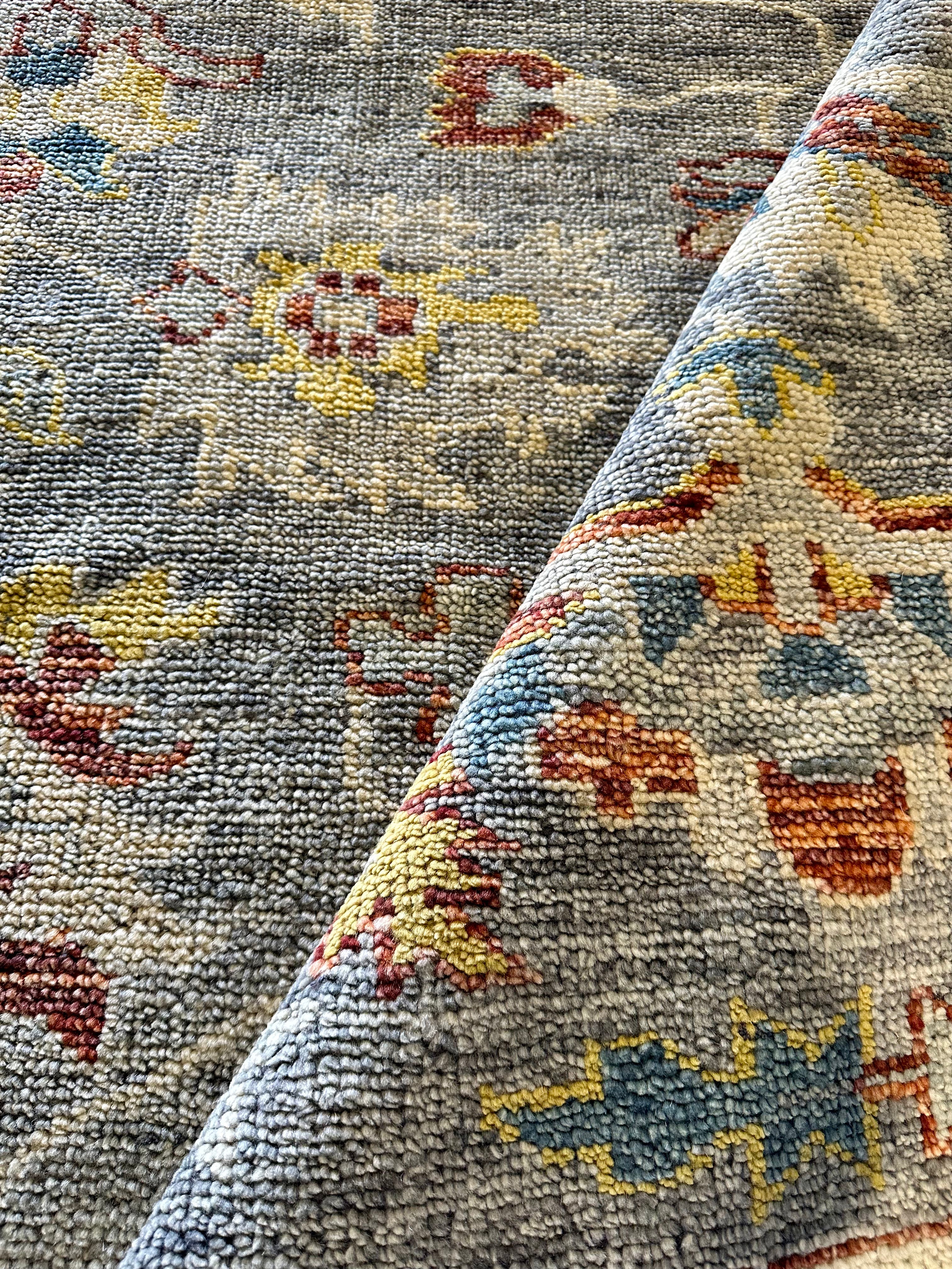 Natalie 8x10  Grey and Silver Hand-Knotted Oushak Rug