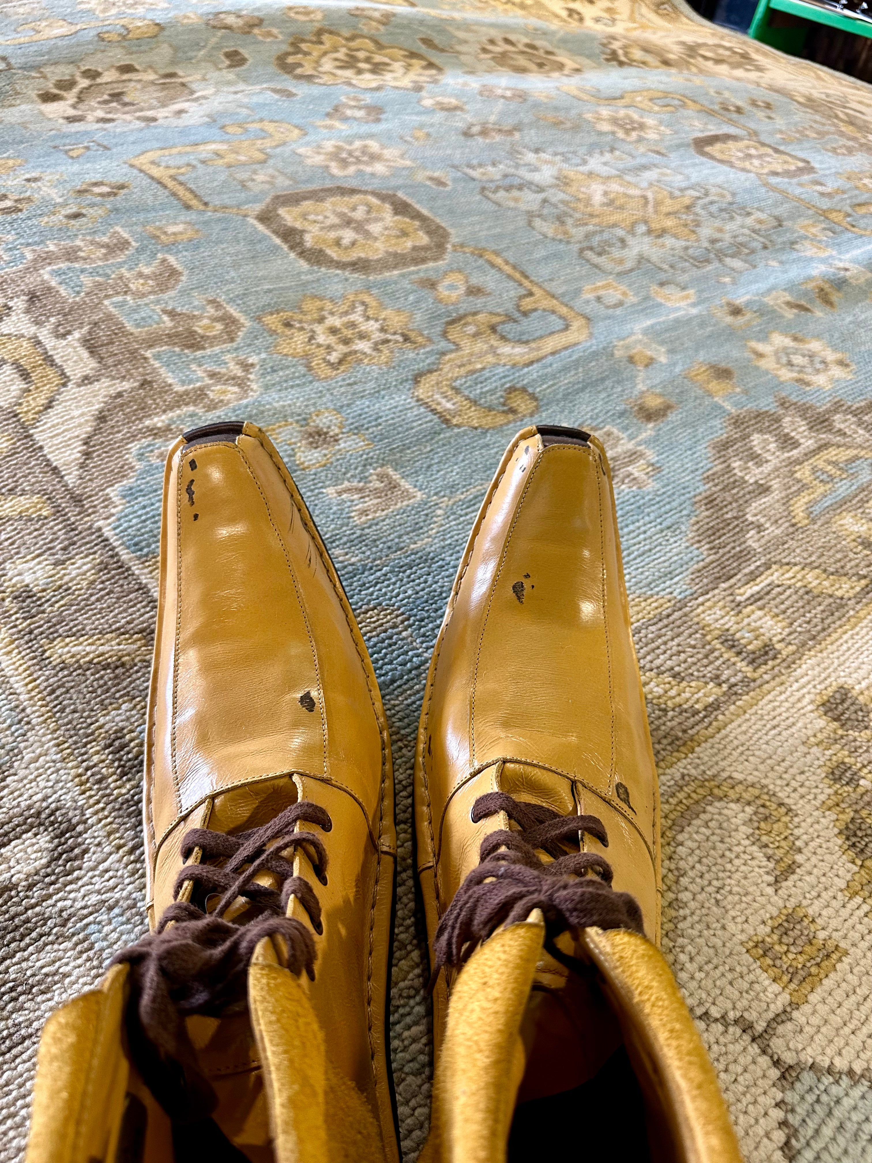 Holly Hickey Moore 8.3x10 Light Blue and Beige Hand-Knotted Oushak Rug