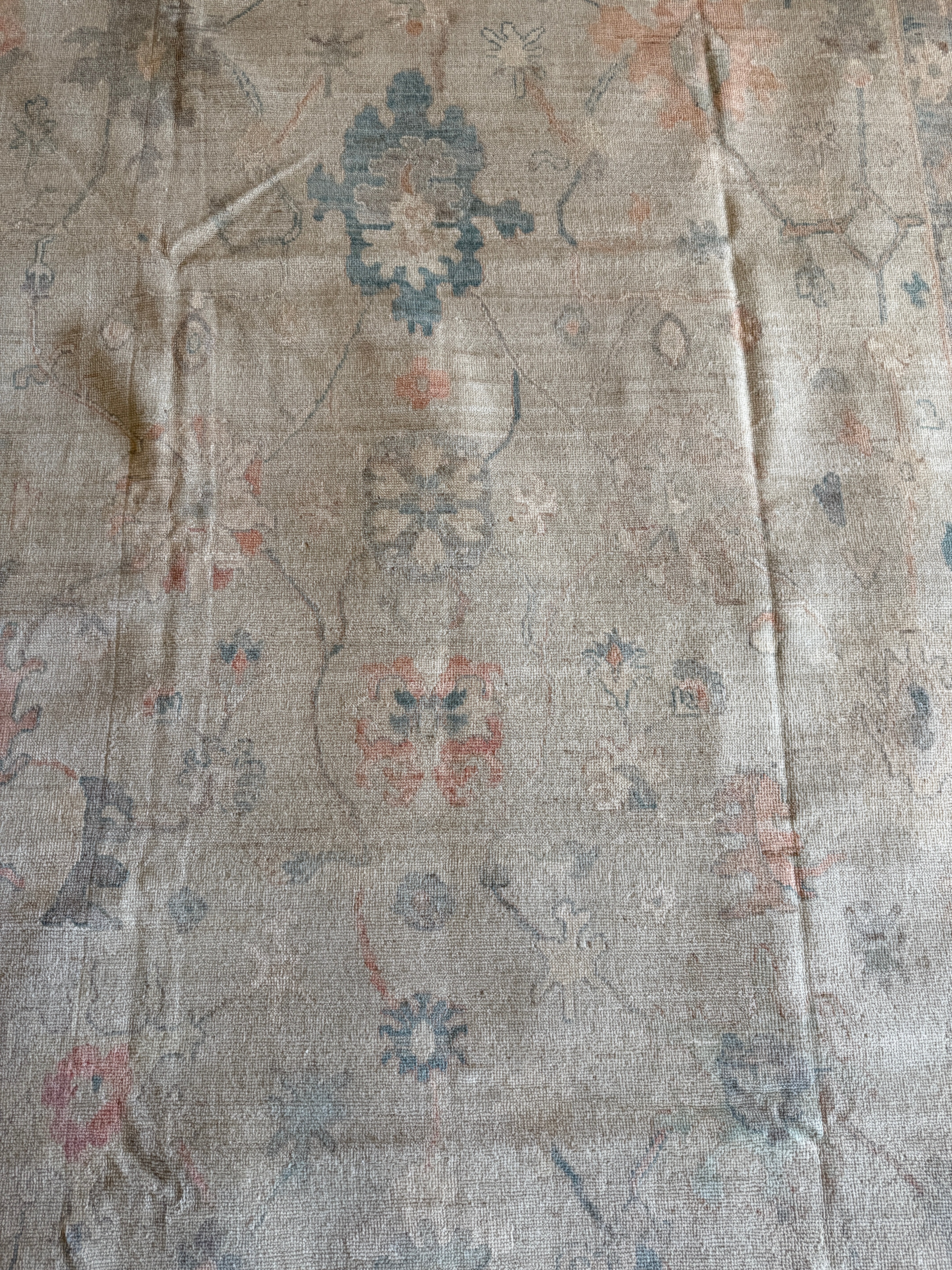 Christy 9.2x11.11 Blue Hand-Knotted Whitewashed Oushak