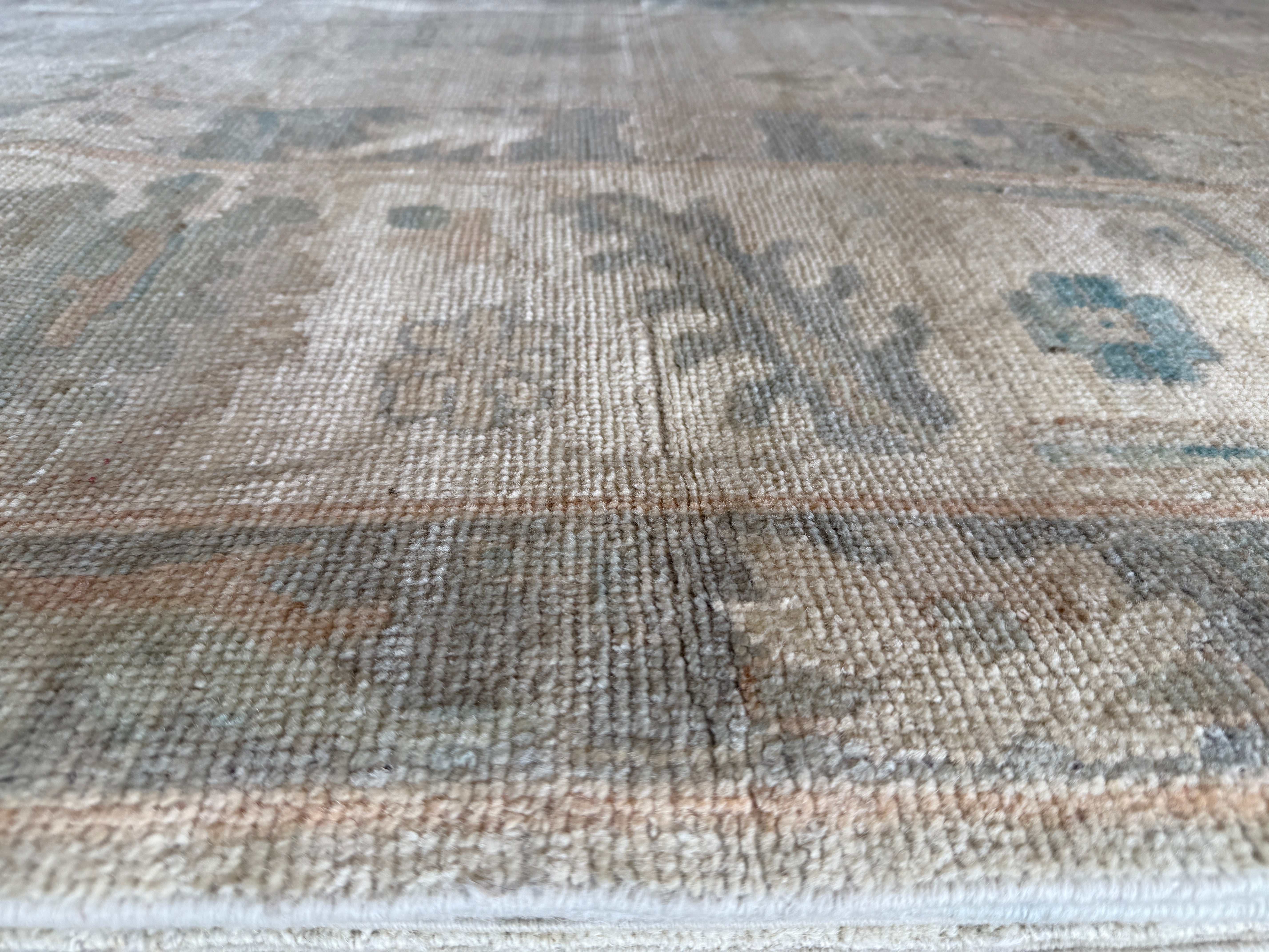 Christy 9.2x11.11 Blue Hand-Knotted Whitewashed Oushak