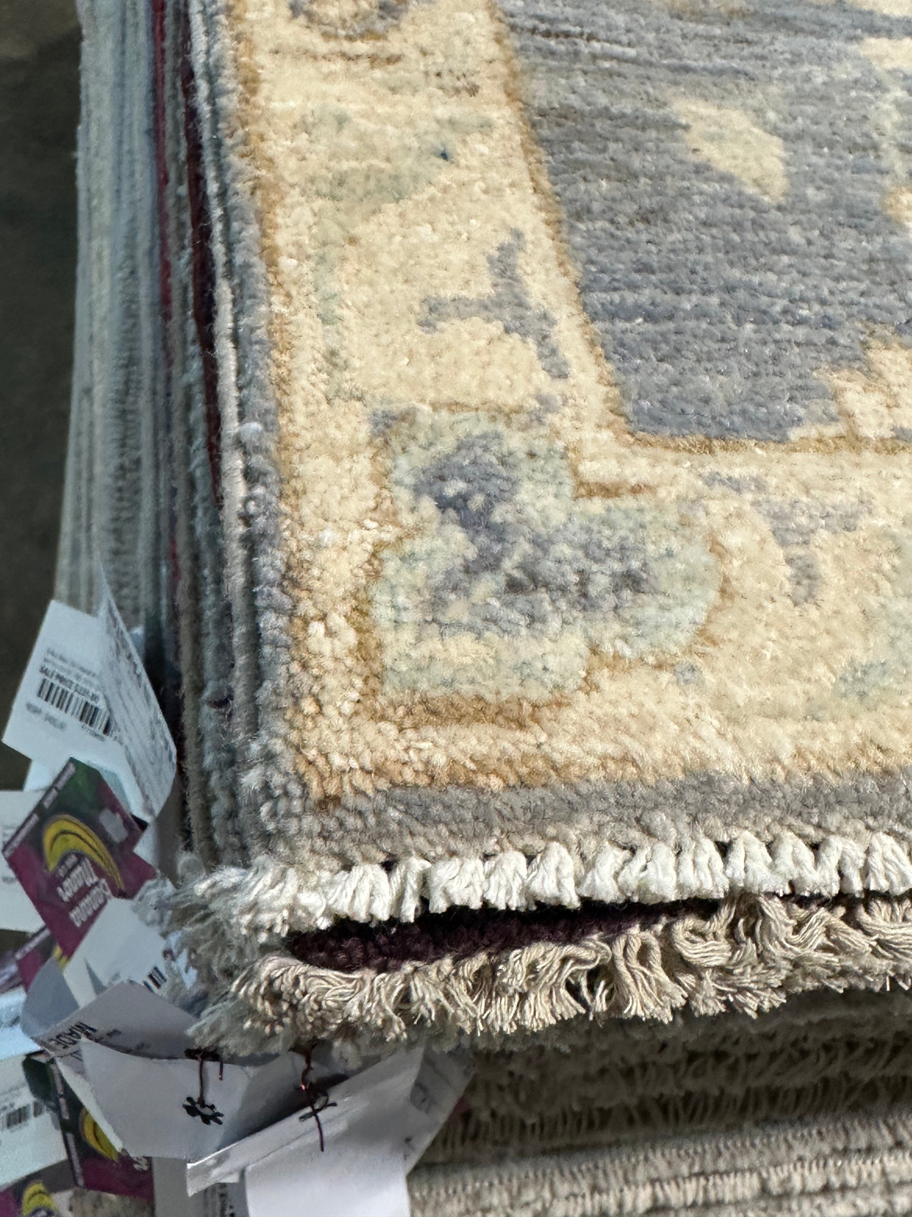Becca Babcock 2.1x2.11 Blue Whitewashed Hand-Knotted Oushak