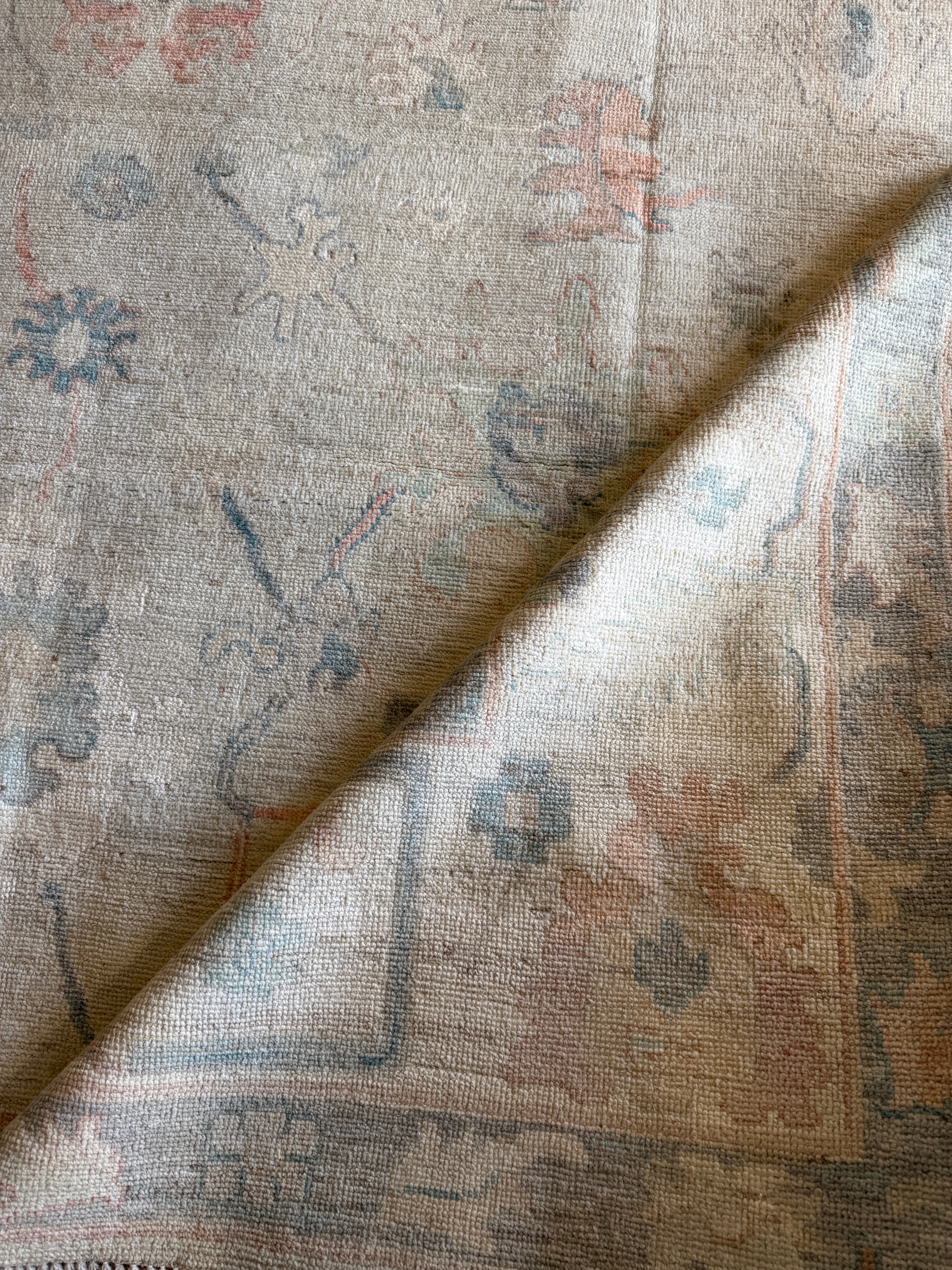 Christy 9.2x11.11 Blue Hand-Knotted Whitewashed Oushak