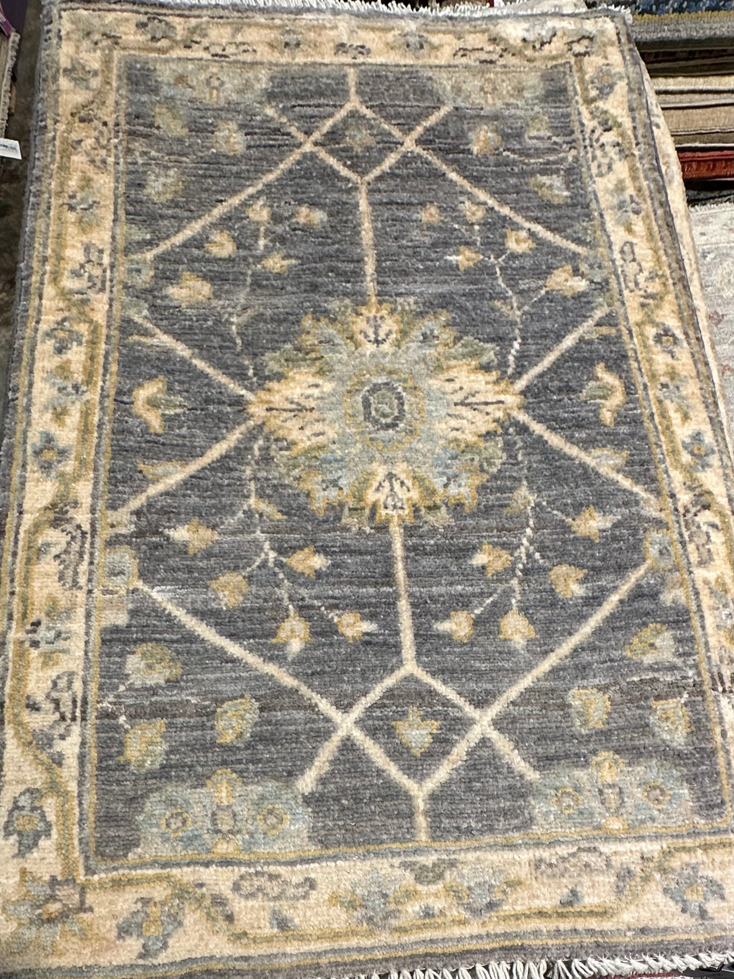 Ann Doyle 1.11x.2.11 Blue Whitewashed Hand-Knotted Oushak