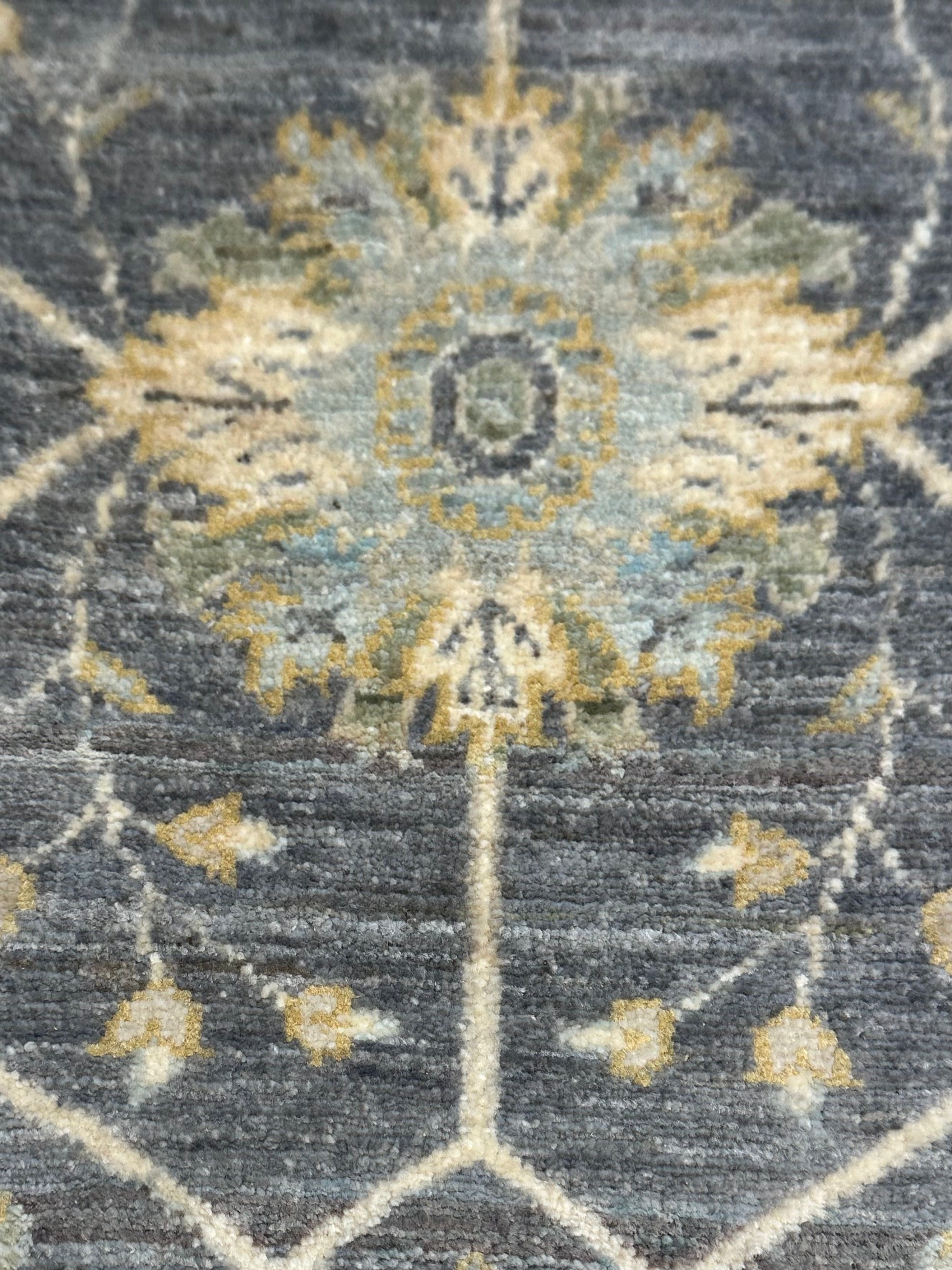 Ann Doyle 1.11x.2.11 Blue Whitewashed Hand-Knotted Oushak