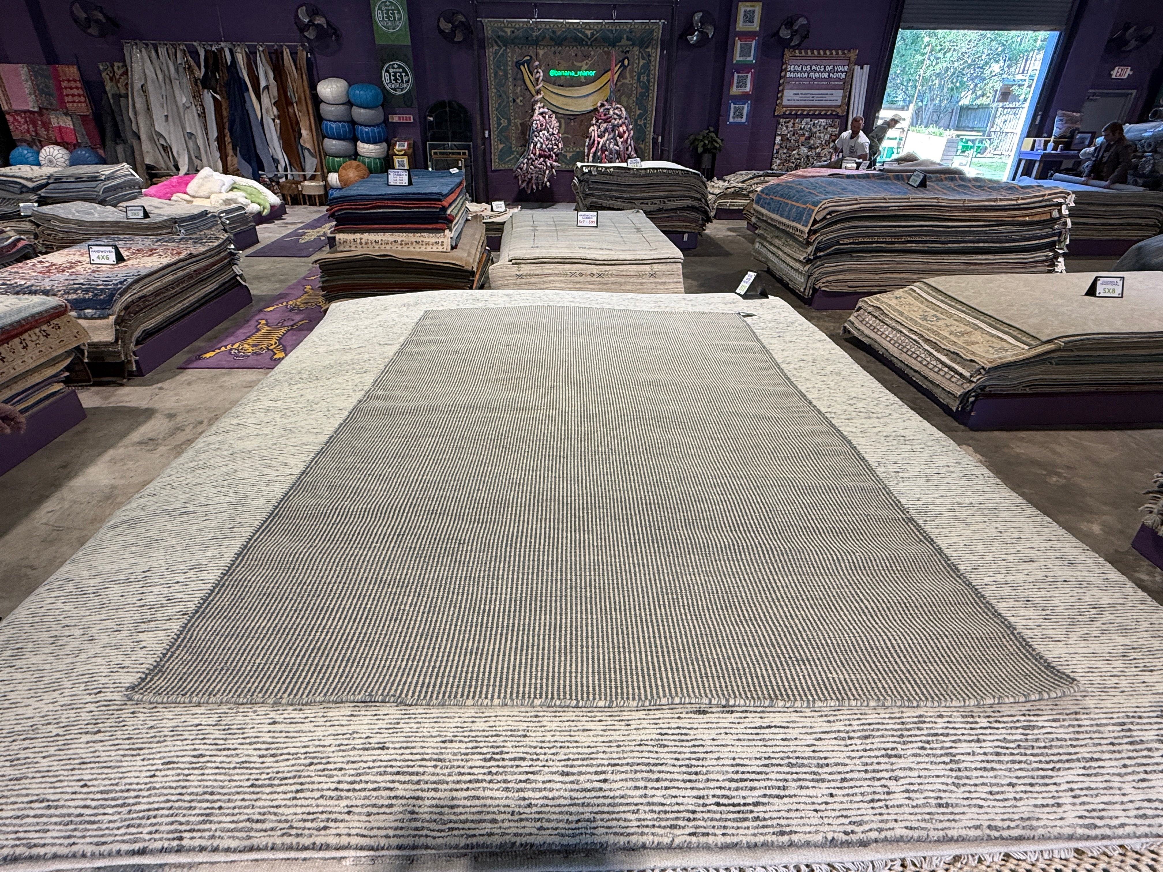 Alton 5.3x7.6 Grey Handwoven Durrie