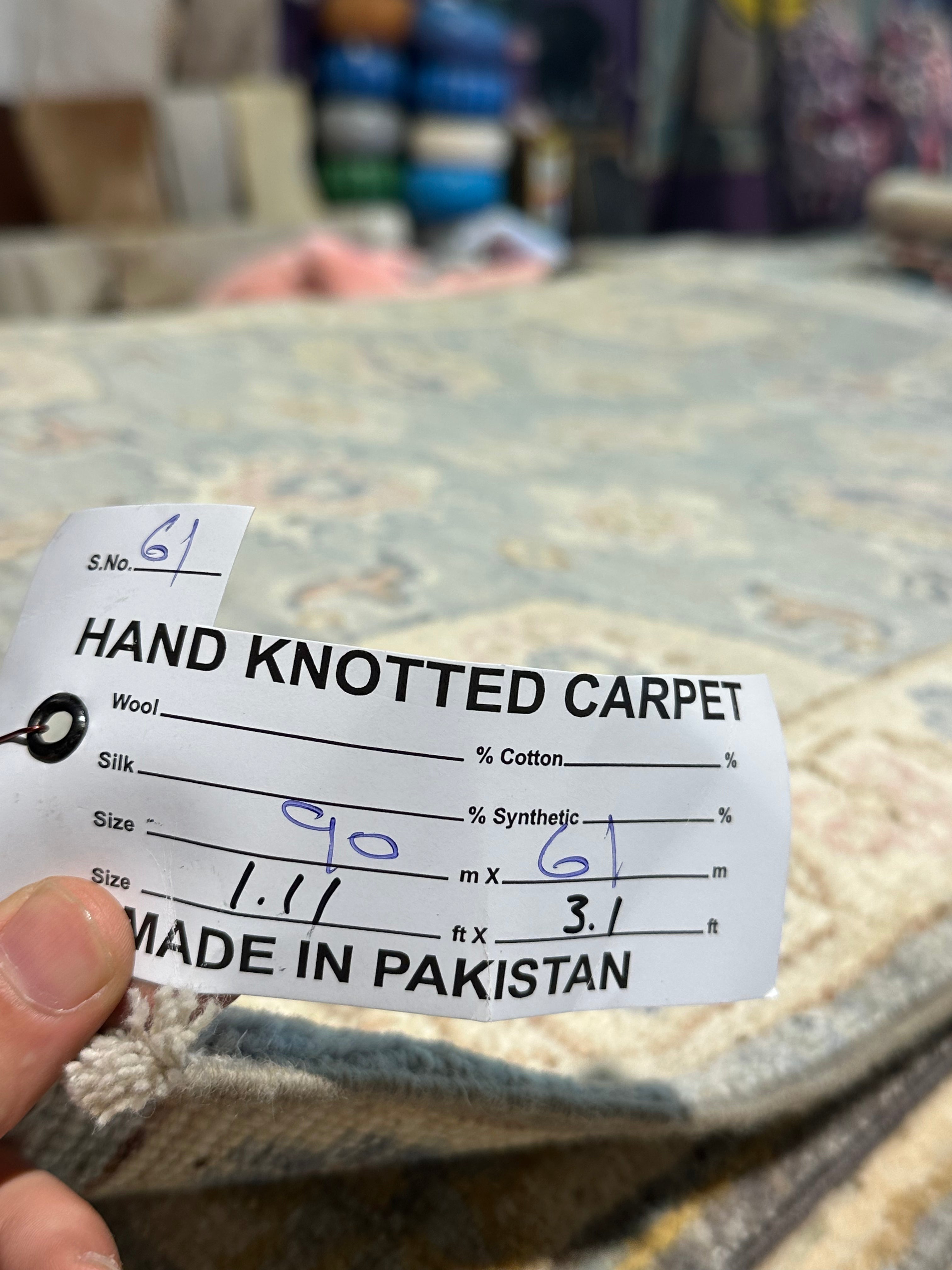 Lee Surrette 1.11x3.1 Blue Whitewashed Hand-Knotted Oushak