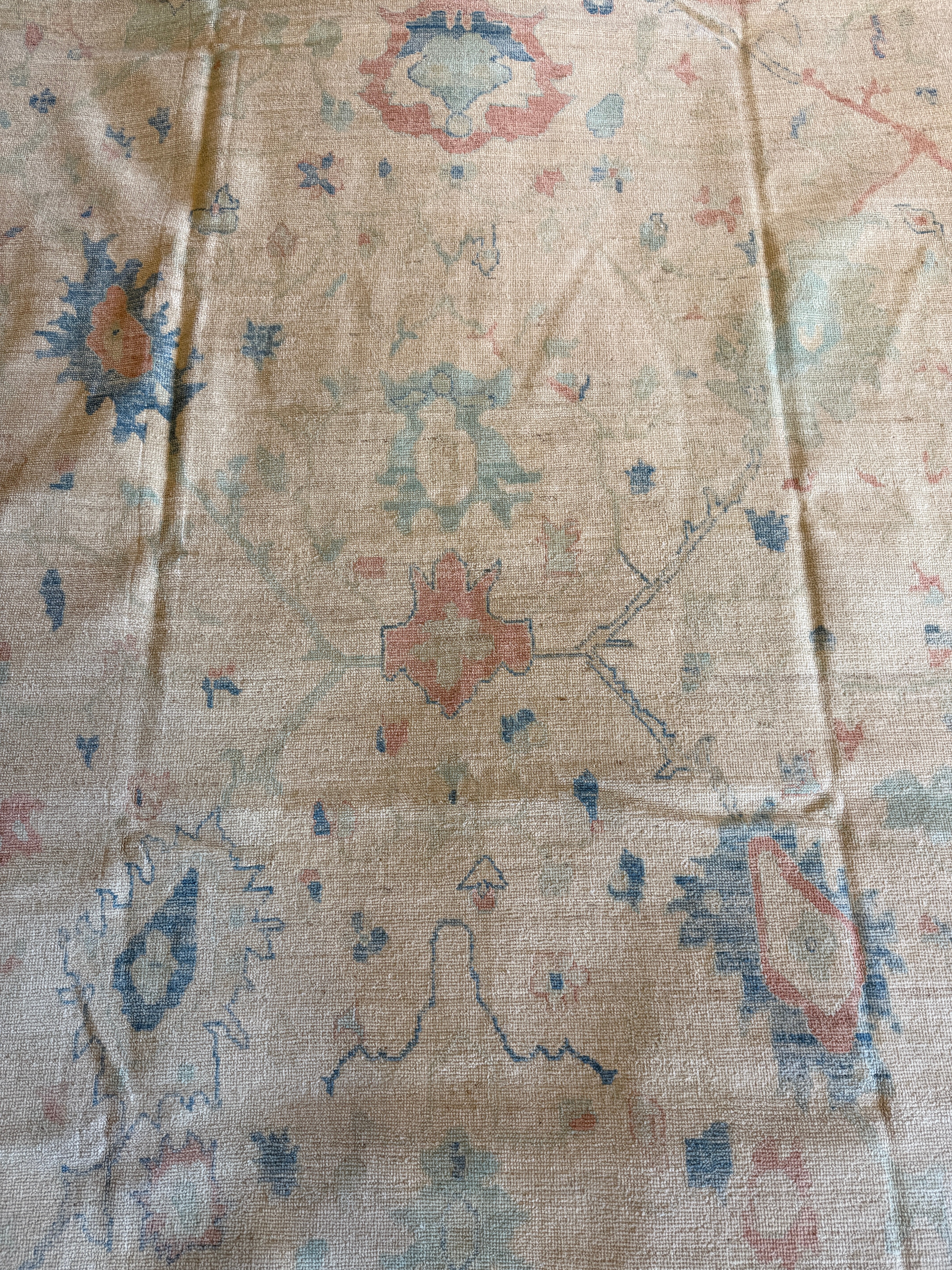 Tara Kaspar 10x13.7 Pink Hand-Knotted Whitewashed Oushak