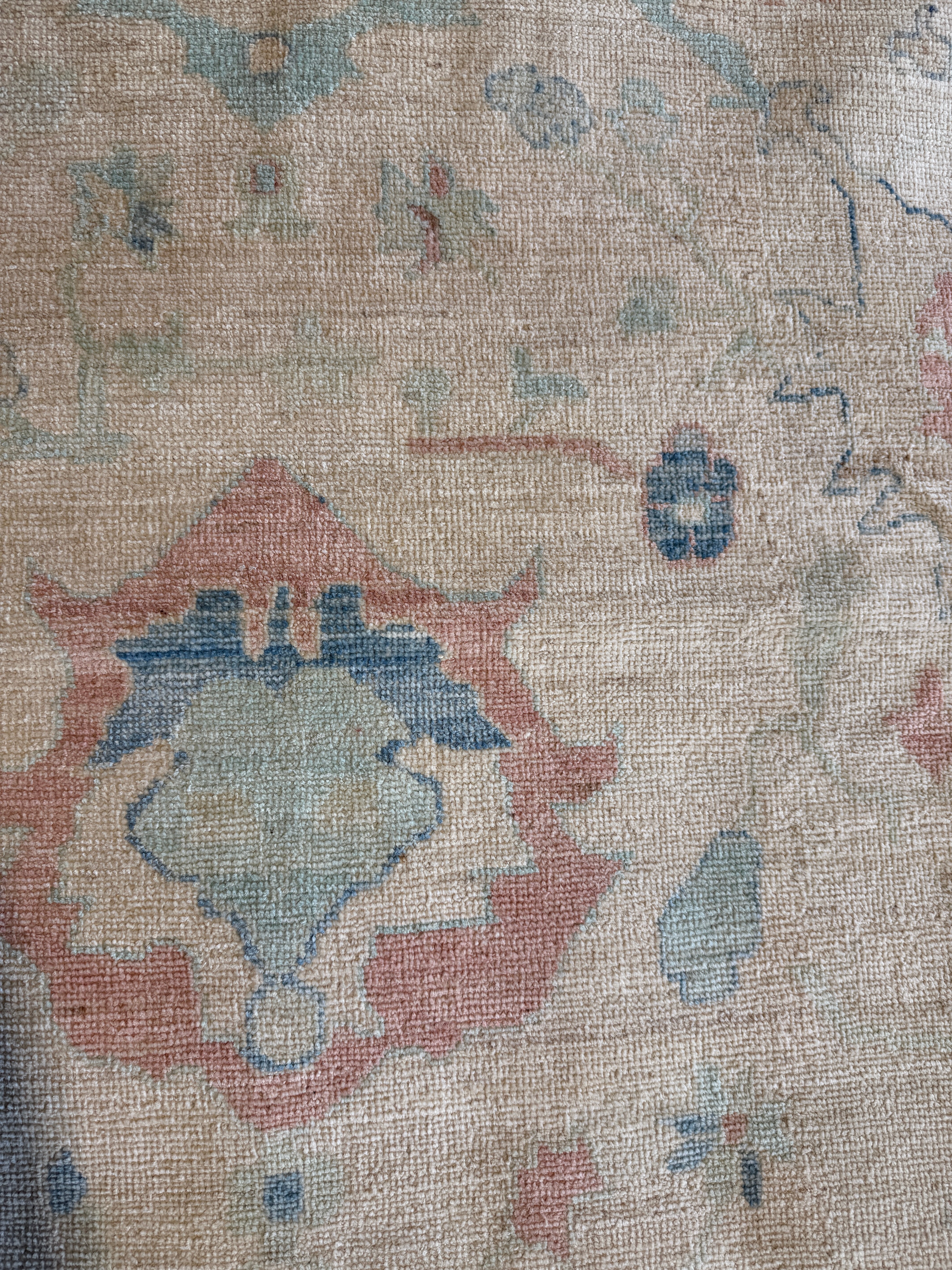 Tara Kaspar 10x13.7 Pink Hand-Knotted Whitewashed Oushak