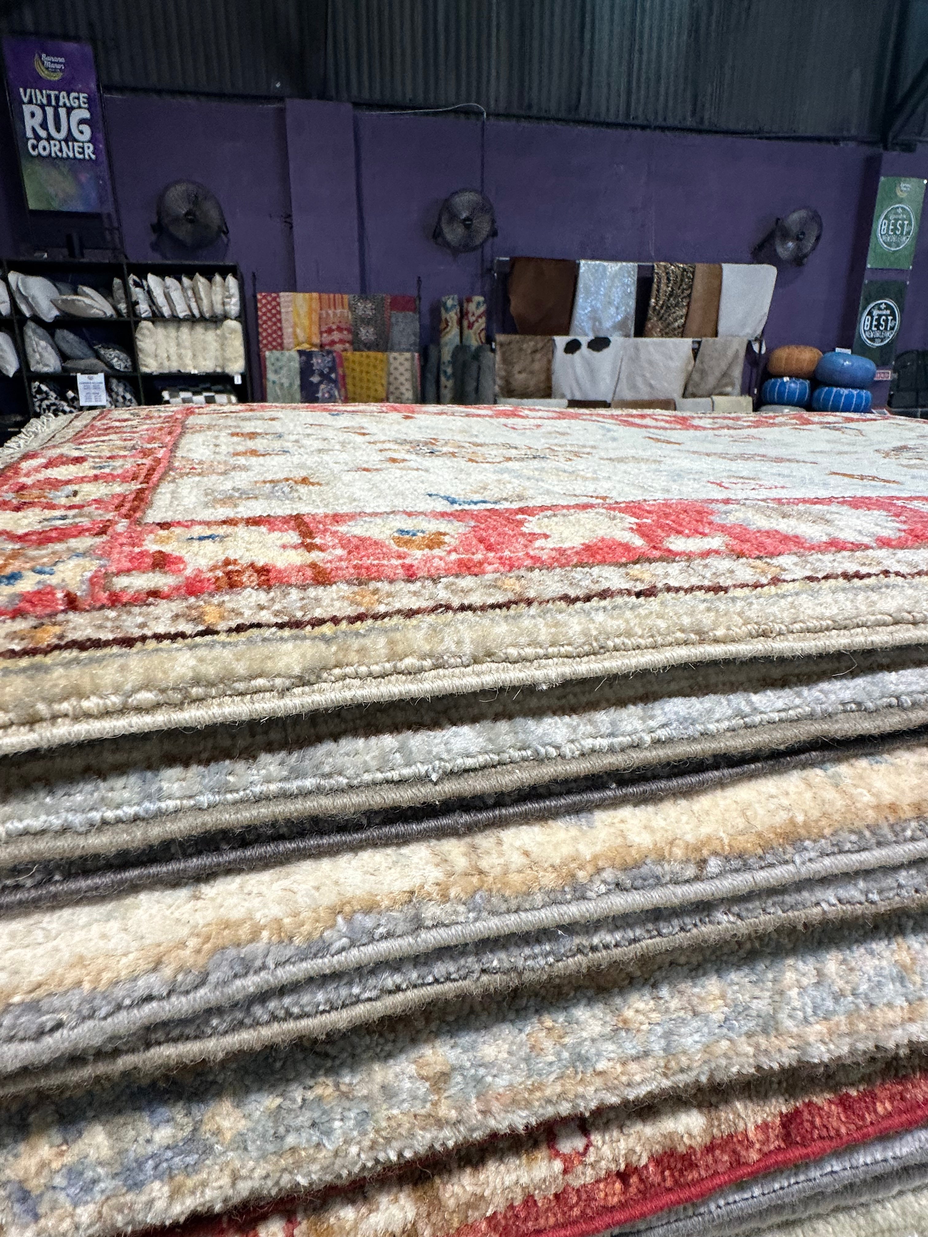 Pegah Ghafoori 1.11x3.2 Red and Cream Hand-Knotted Oushak Rug