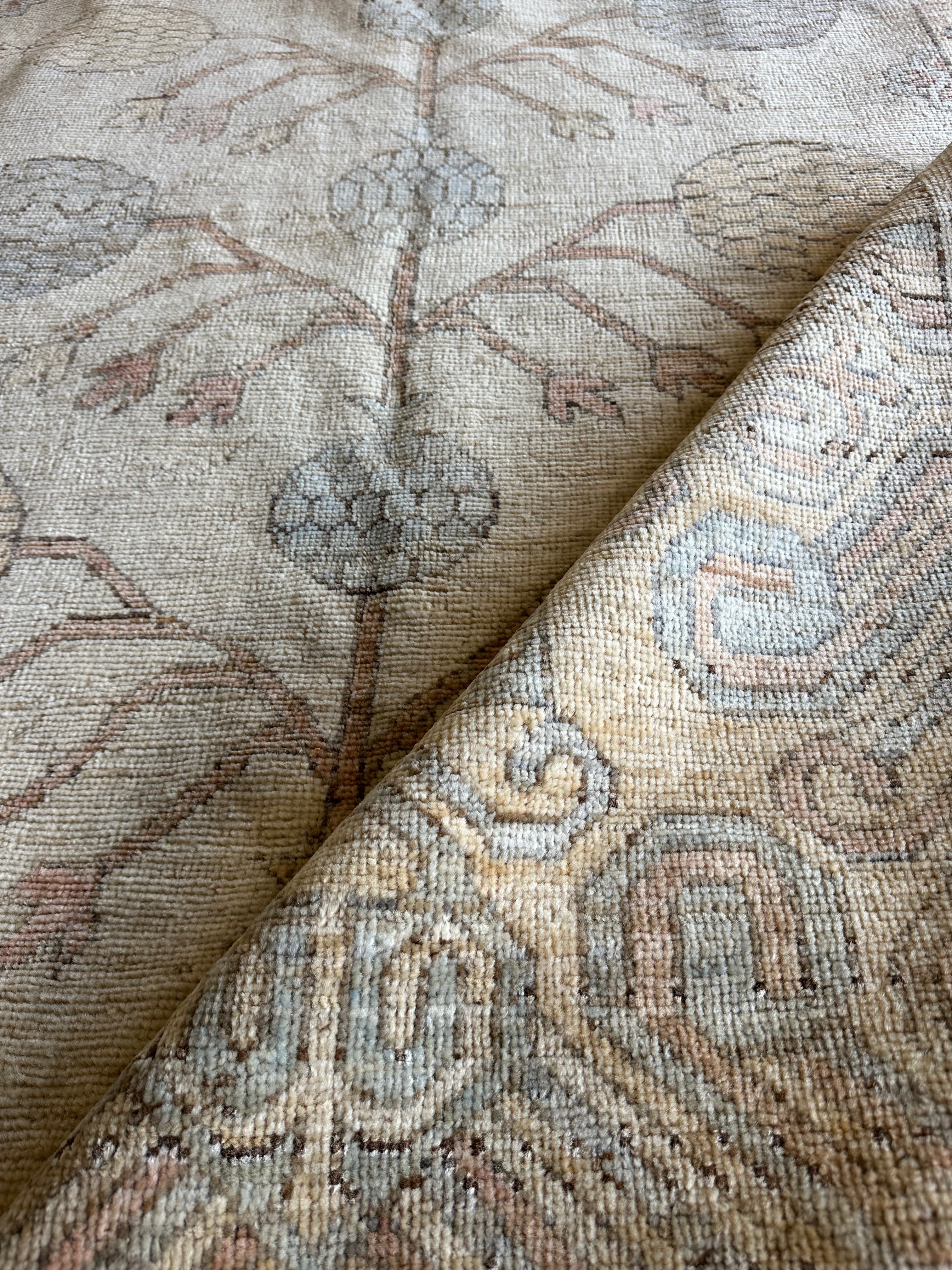 Trudy Groovy 9.4x11.9 Multicolor Whitewashed Hand-Knotted Oushak