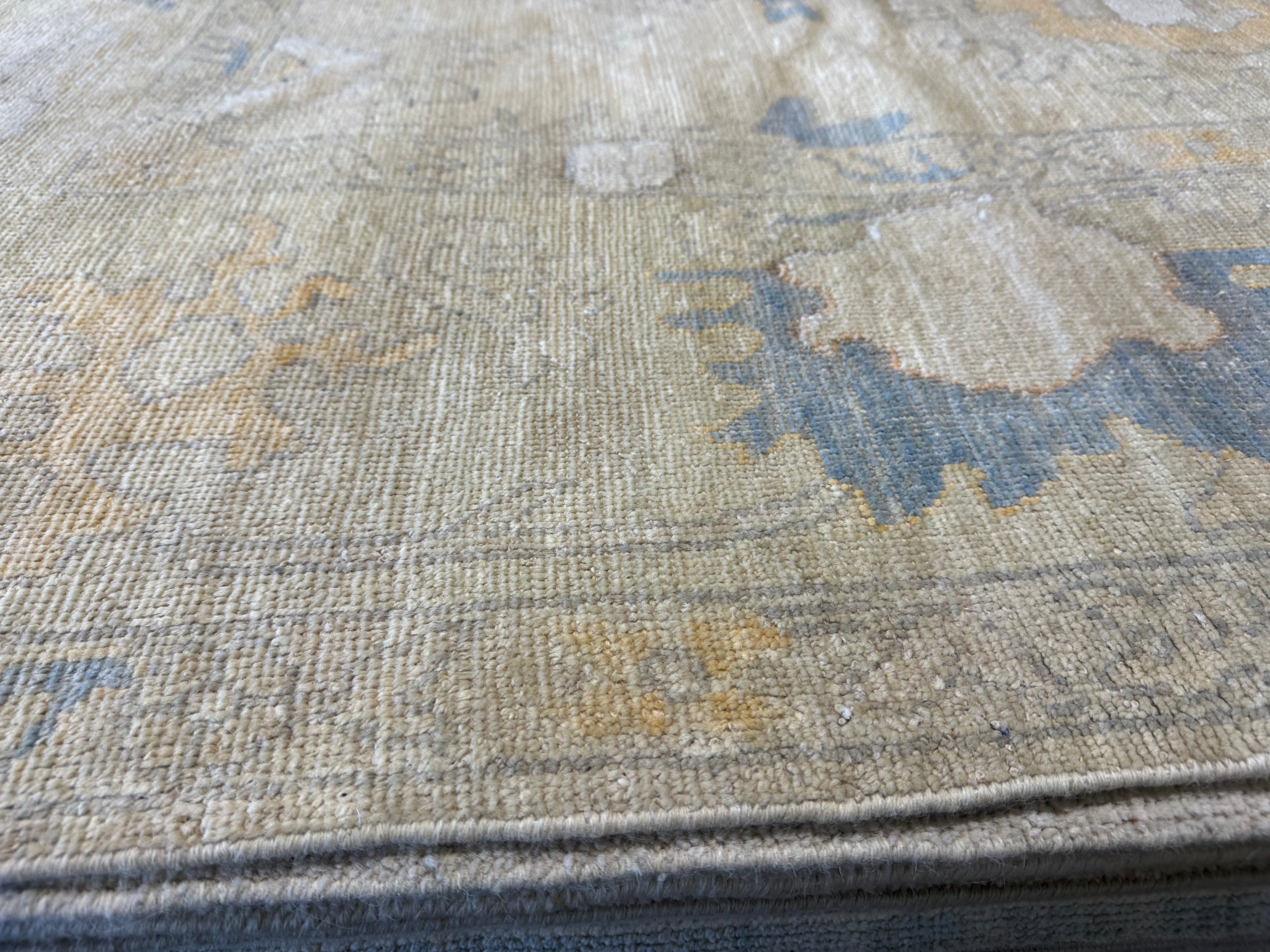 Laura Bernice 8.2x9.9 Cream Whitewashed Hand-Knotted Oushak