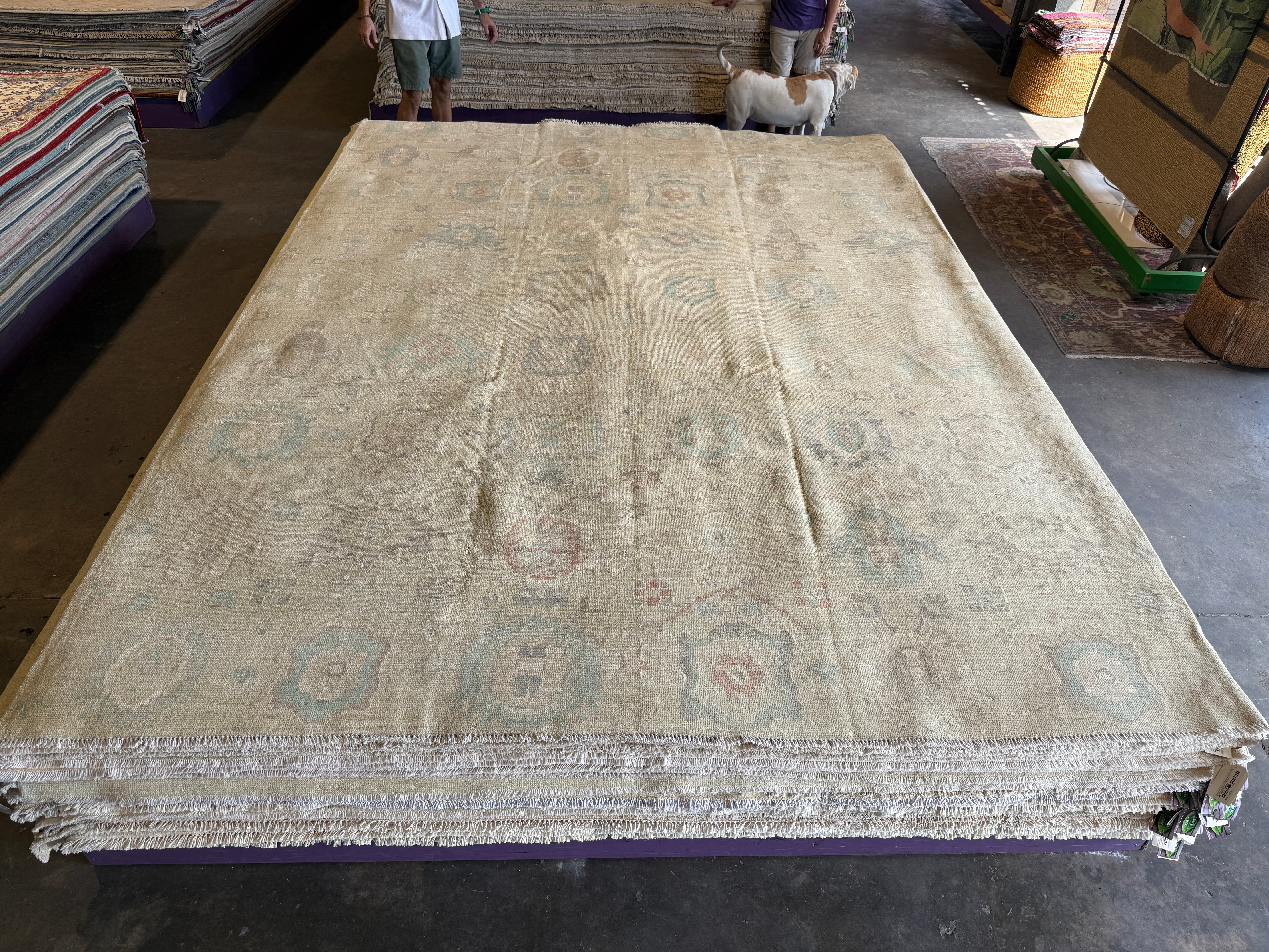 Luna Tohn 8.9x11.11 Cream Hand-Knotted Whitewashed Oushak