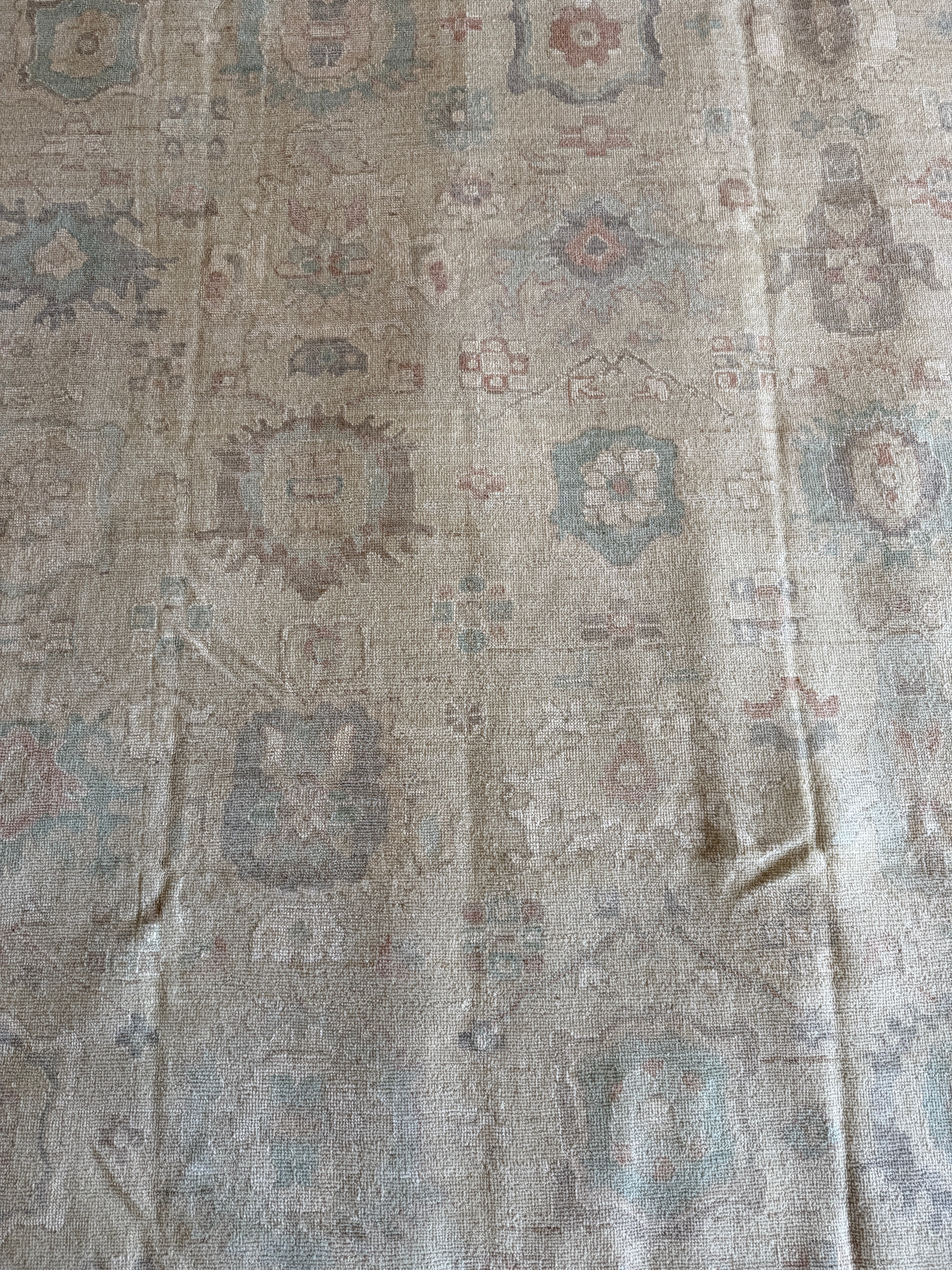 Luna Tohn 8.9x11.11 Cream Hand-Knotted Whitewashed Oushak