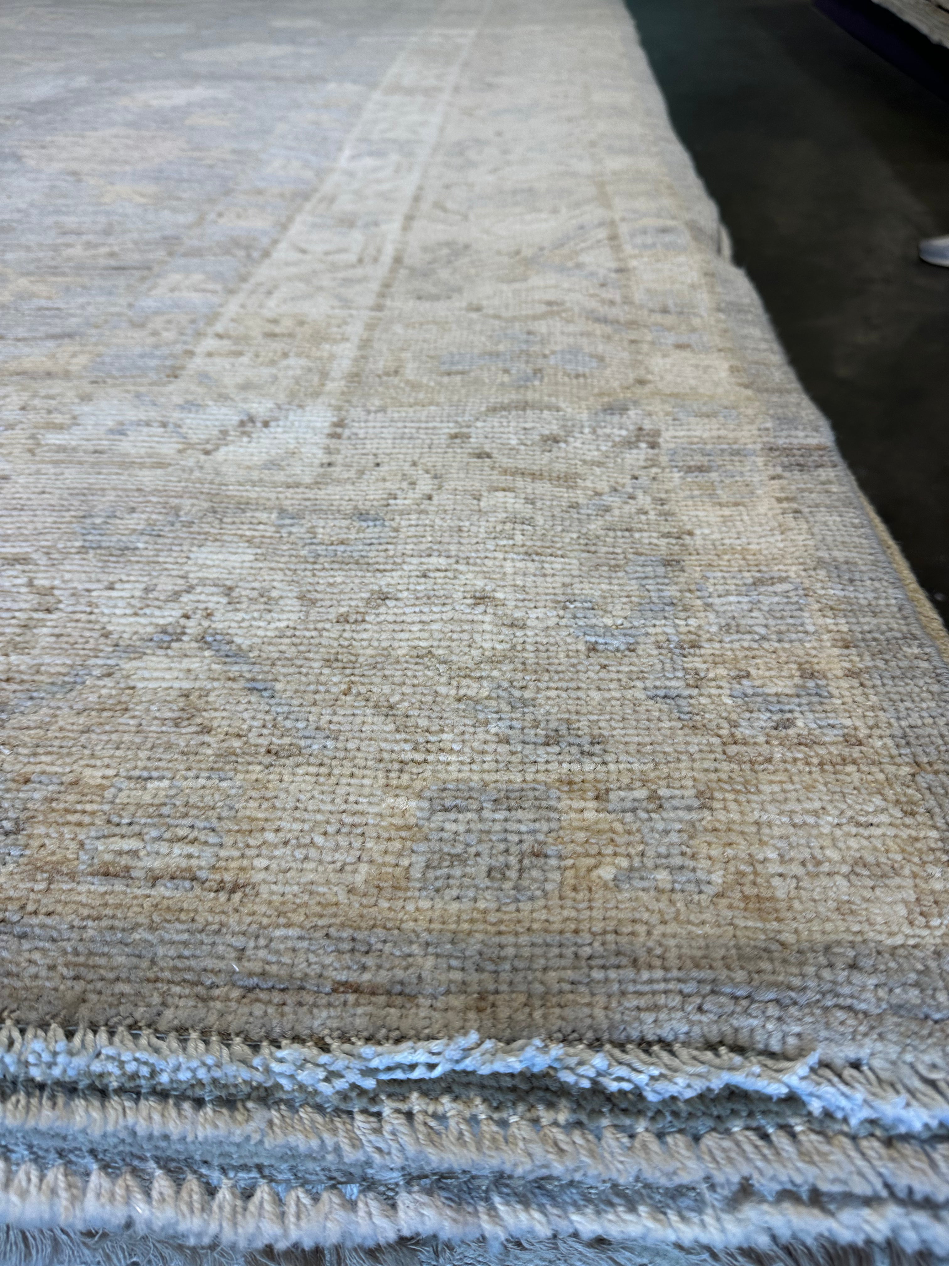Paula Feener 8.6x10.3 Blue Whitewashed Hand-Knotted Oushak
