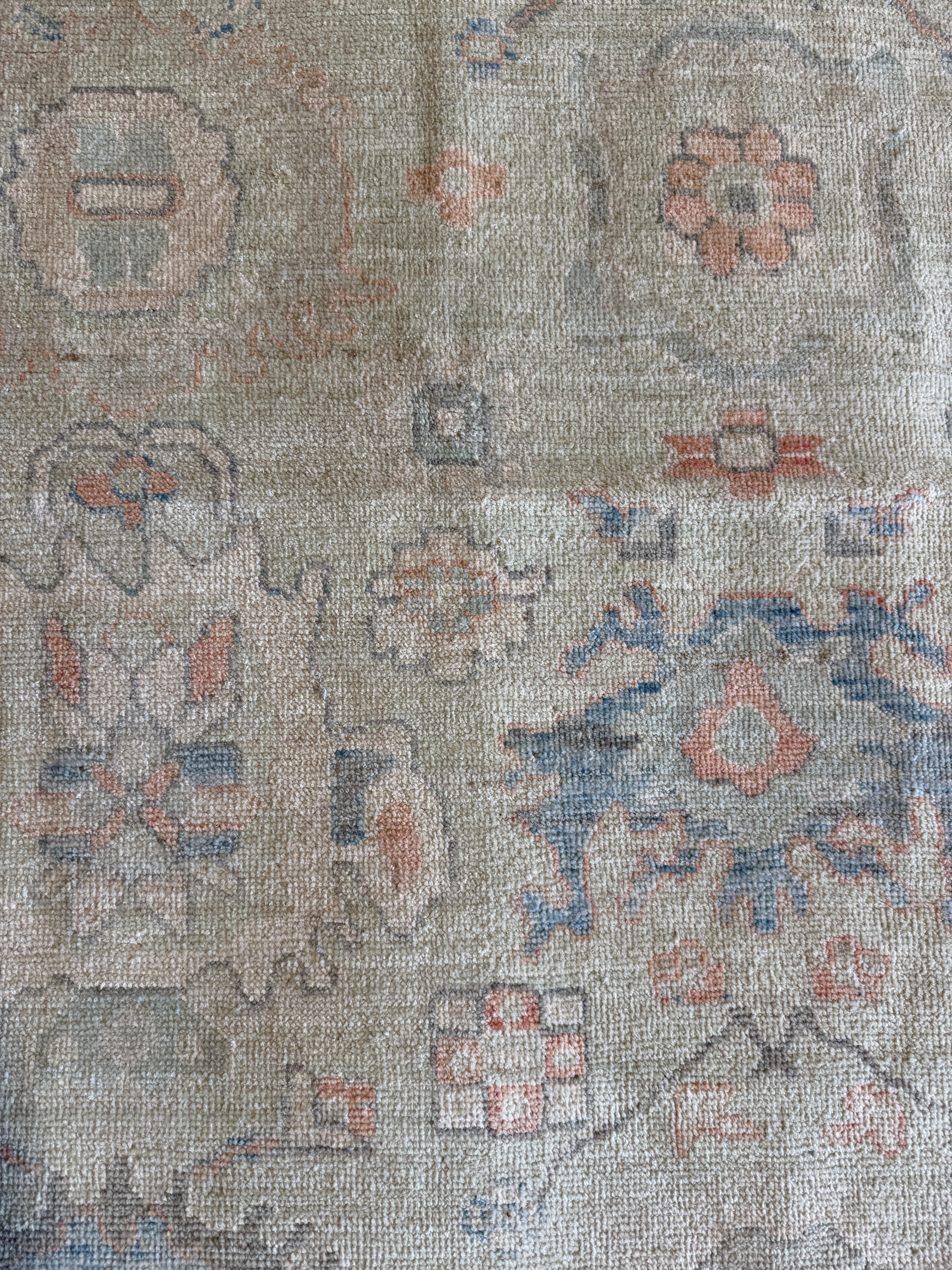 Samantha Seehorn 8.10x12.1 Light Green Hand-Knotted Whitewashed Oushak