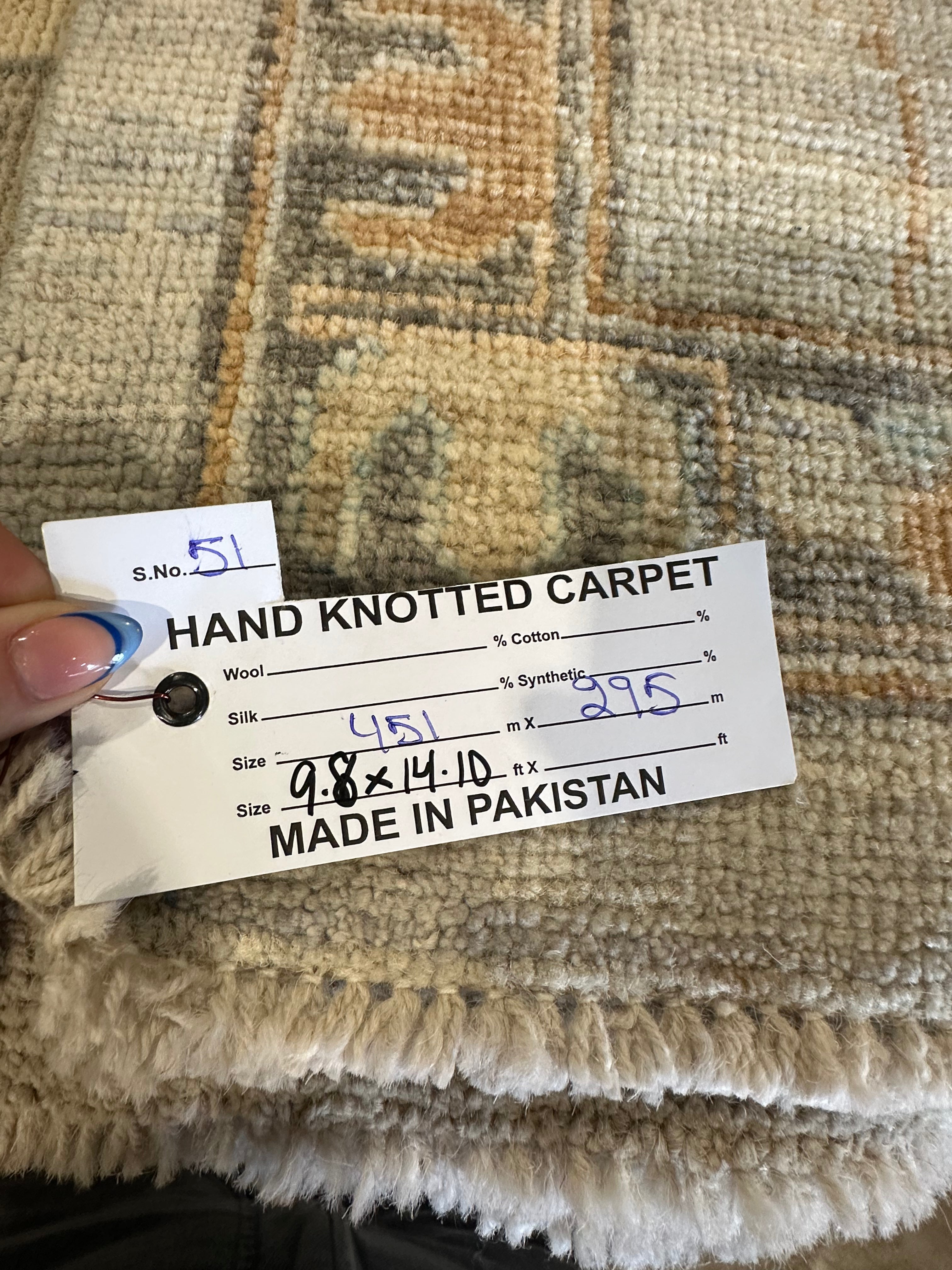 Jennifer Kydd 9.8x14.10 Blue Whitewashed Hand-Knotted Oushak