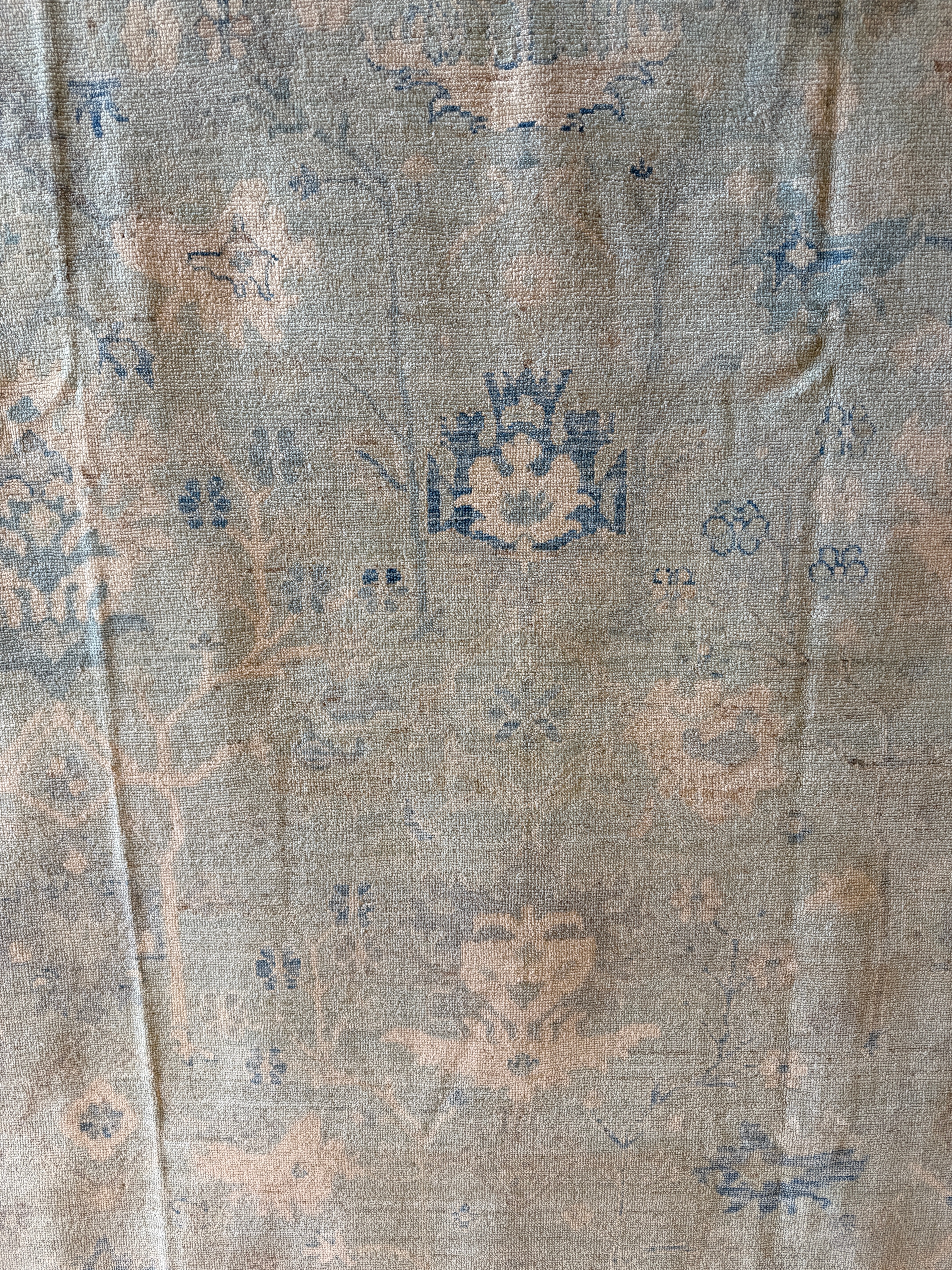 Jeannie Van Der Hooven 8.9x12.1 Blue Hand-Knotted Whitewashed Oushak