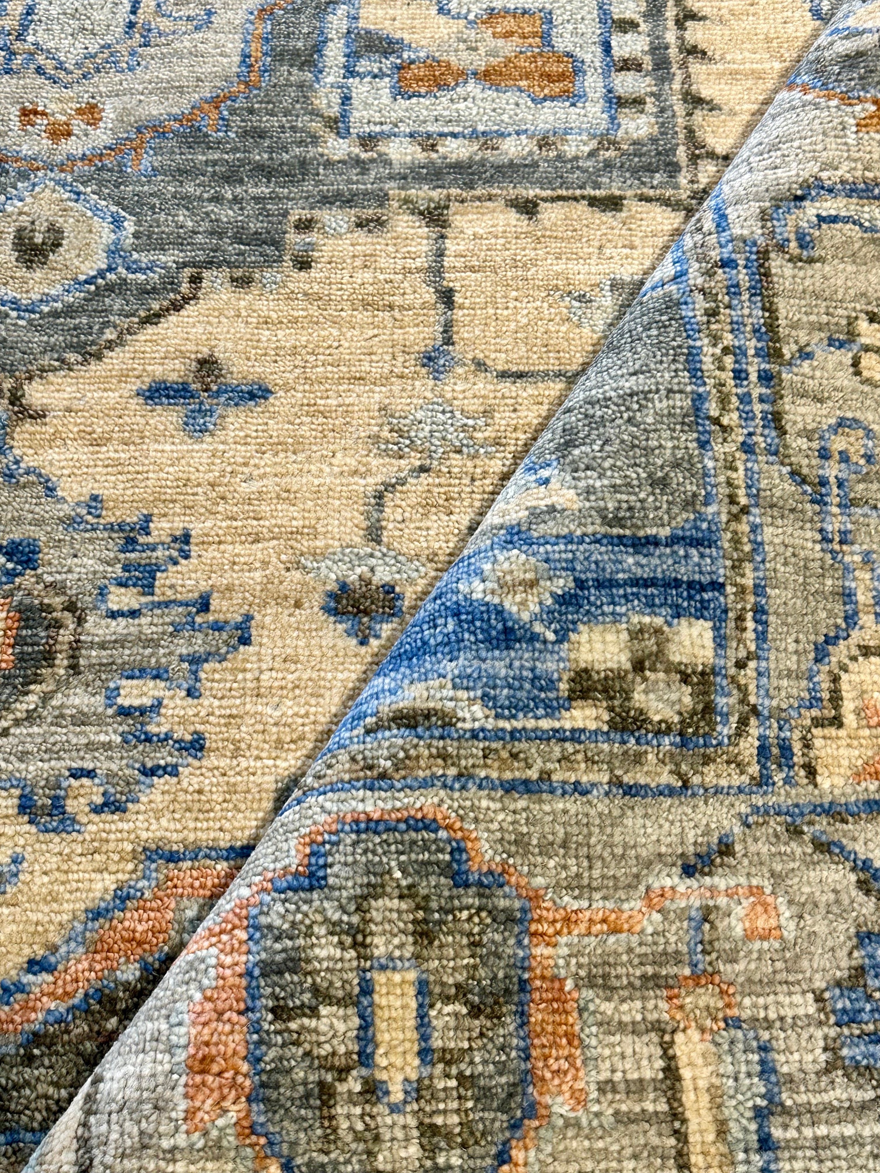 Melodia 8x10 Camel and Grey Hand-Knotted Oushak Rug