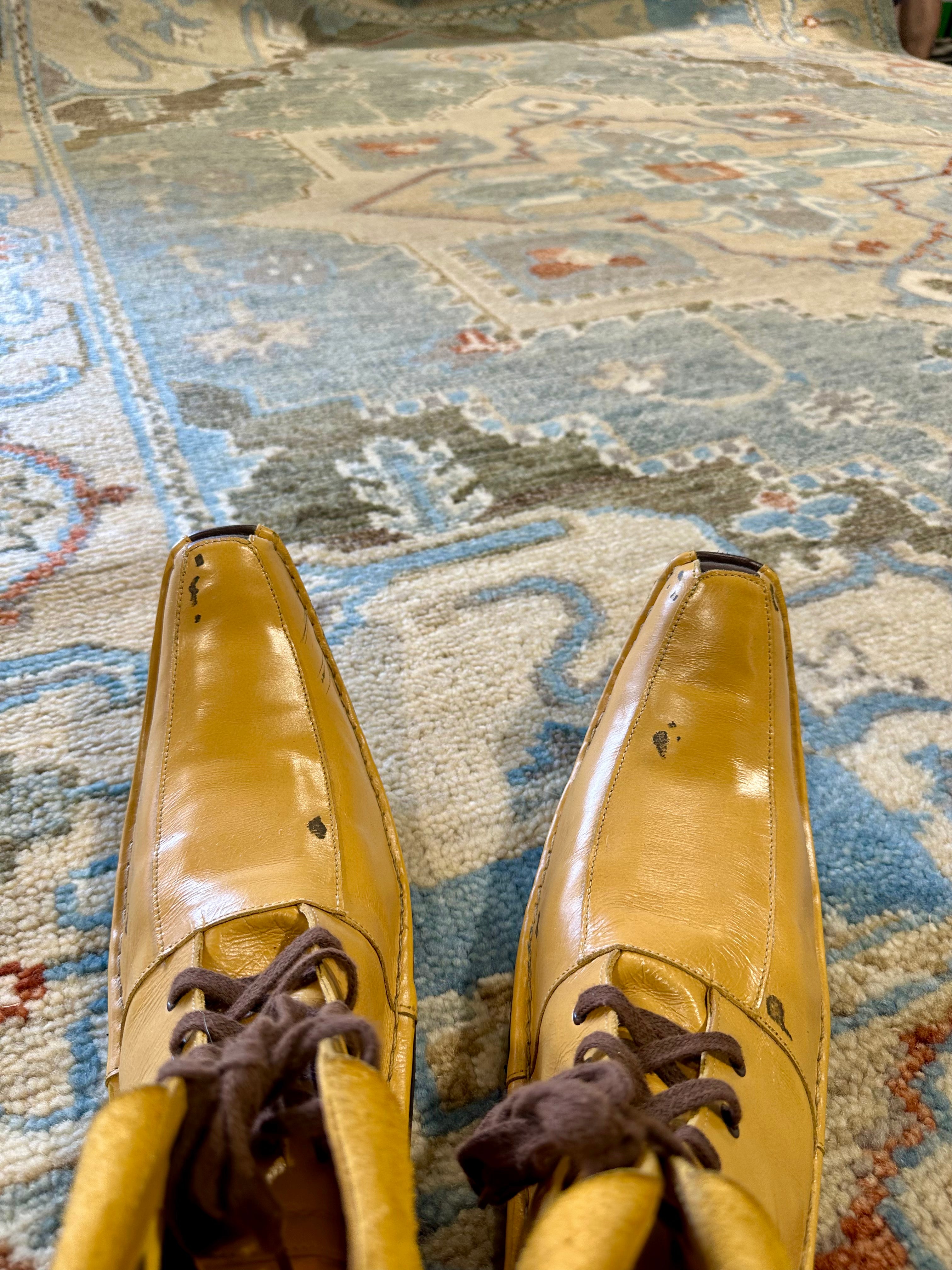 Rihanna 8x10 Light Blue and Cream Hand-Knotted Oushak Rug