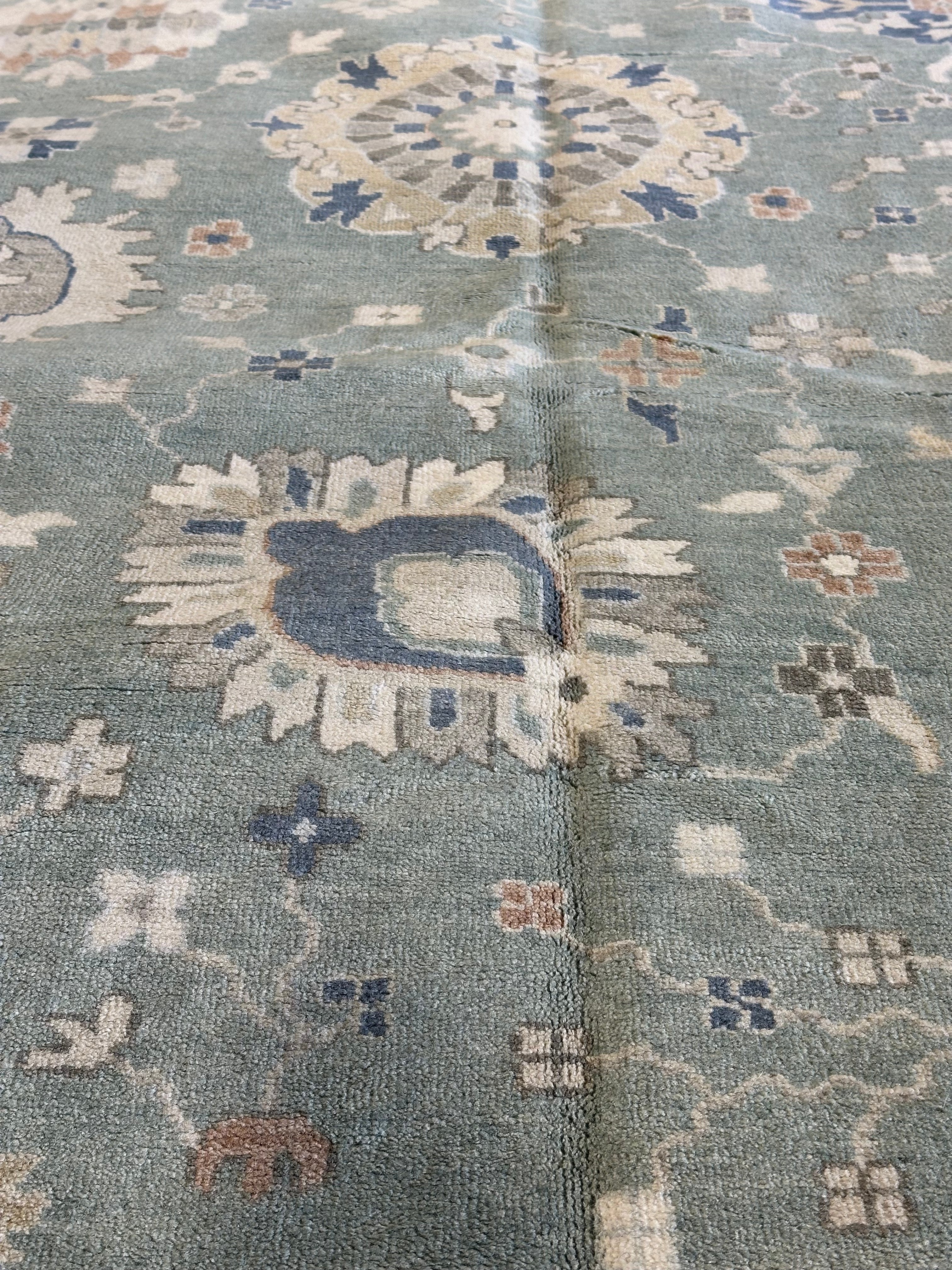 Annie Smith 9x12 Blue Hand-Knotted Rug