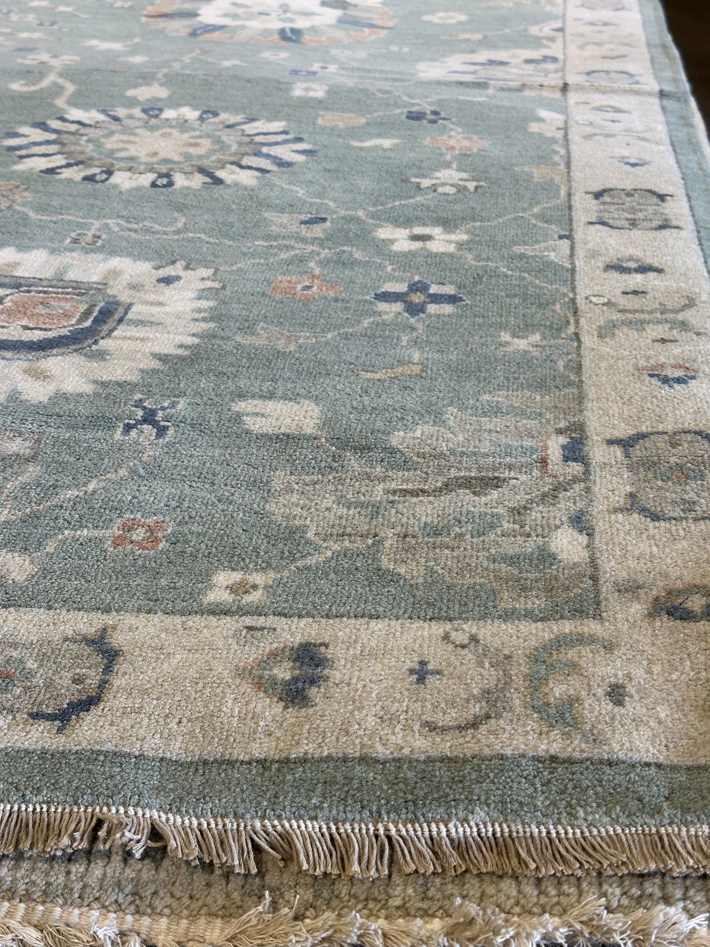 Annie Smith 9x12 Blue Hand-Knotted Rug