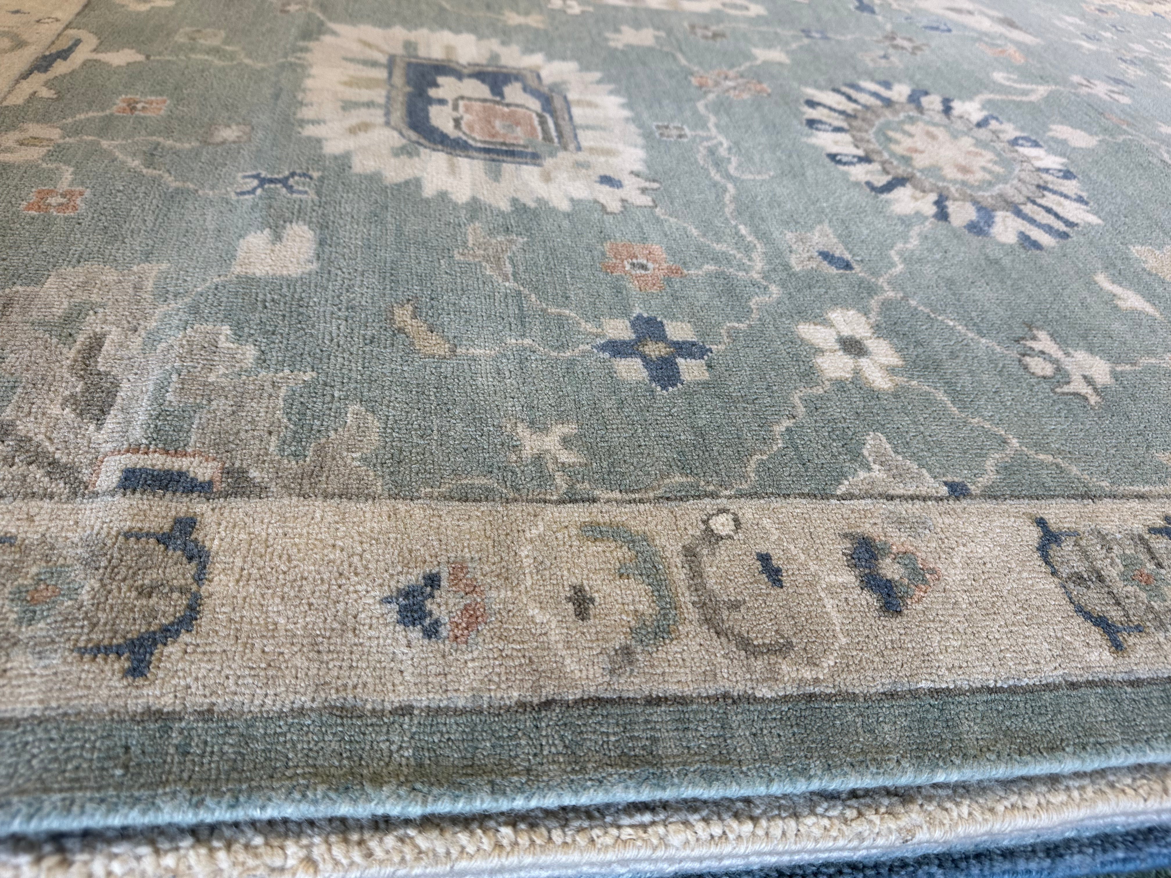 Annie Smith 9x12 Blue Hand-Knotted Rug