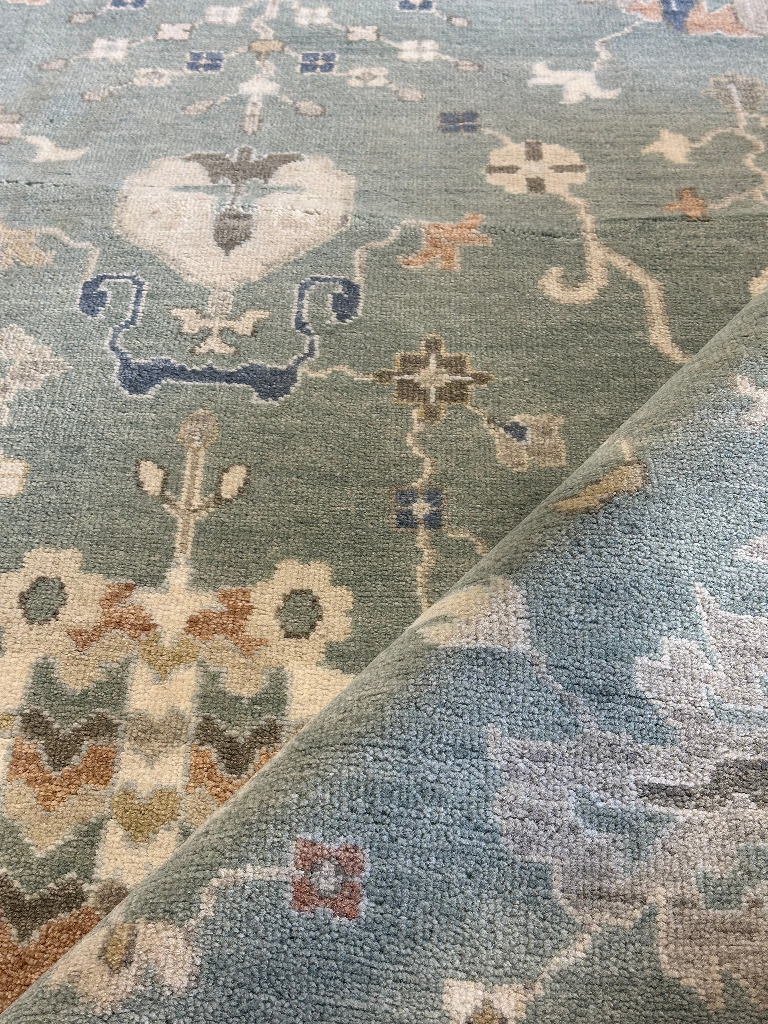 Annie Smith 9x12 Blue Hand-Knotted Rug