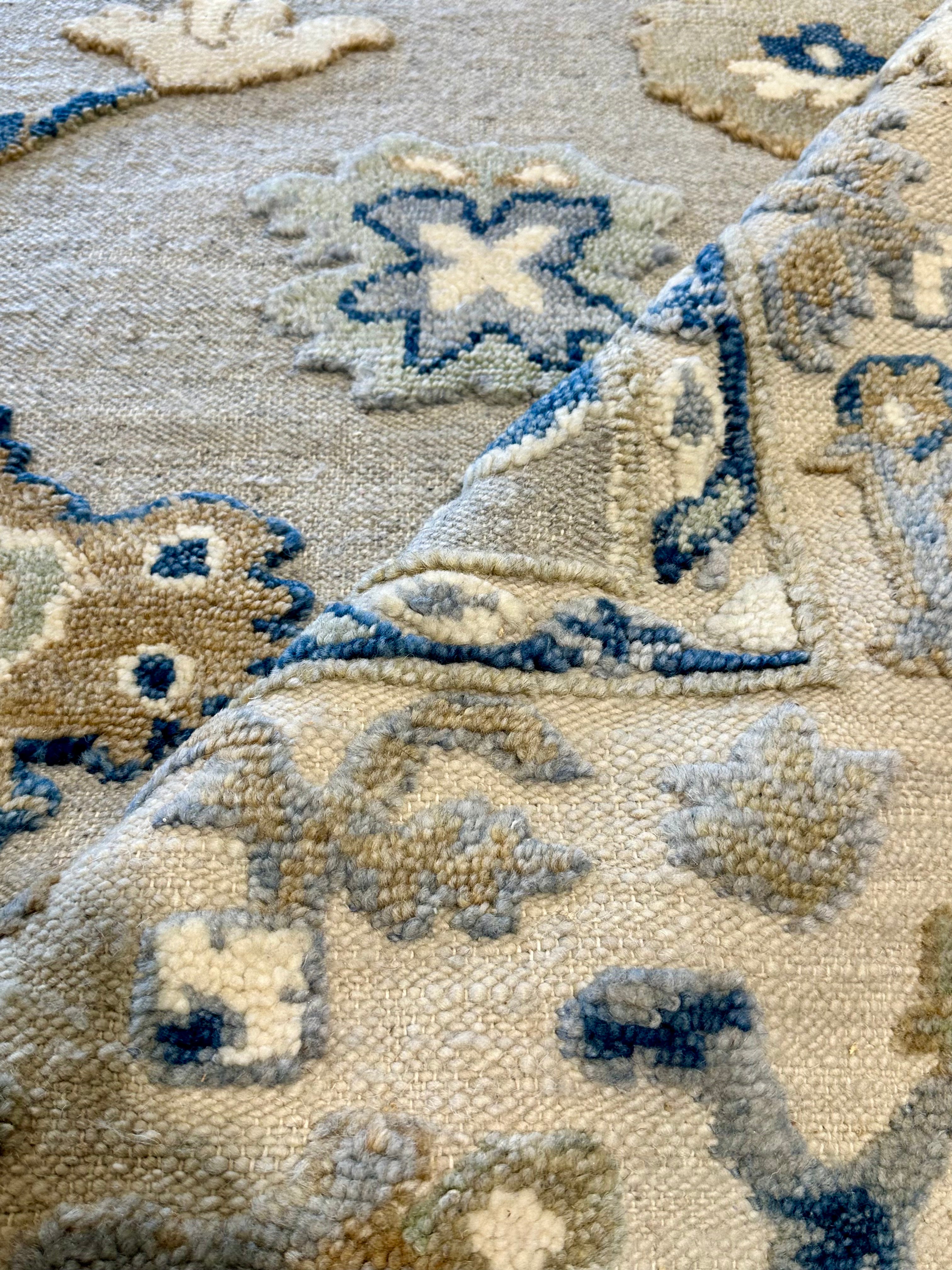 Trevyn McDowell 8.3x10.3 Hand-Knotted Oushak Rug Grey and Cream