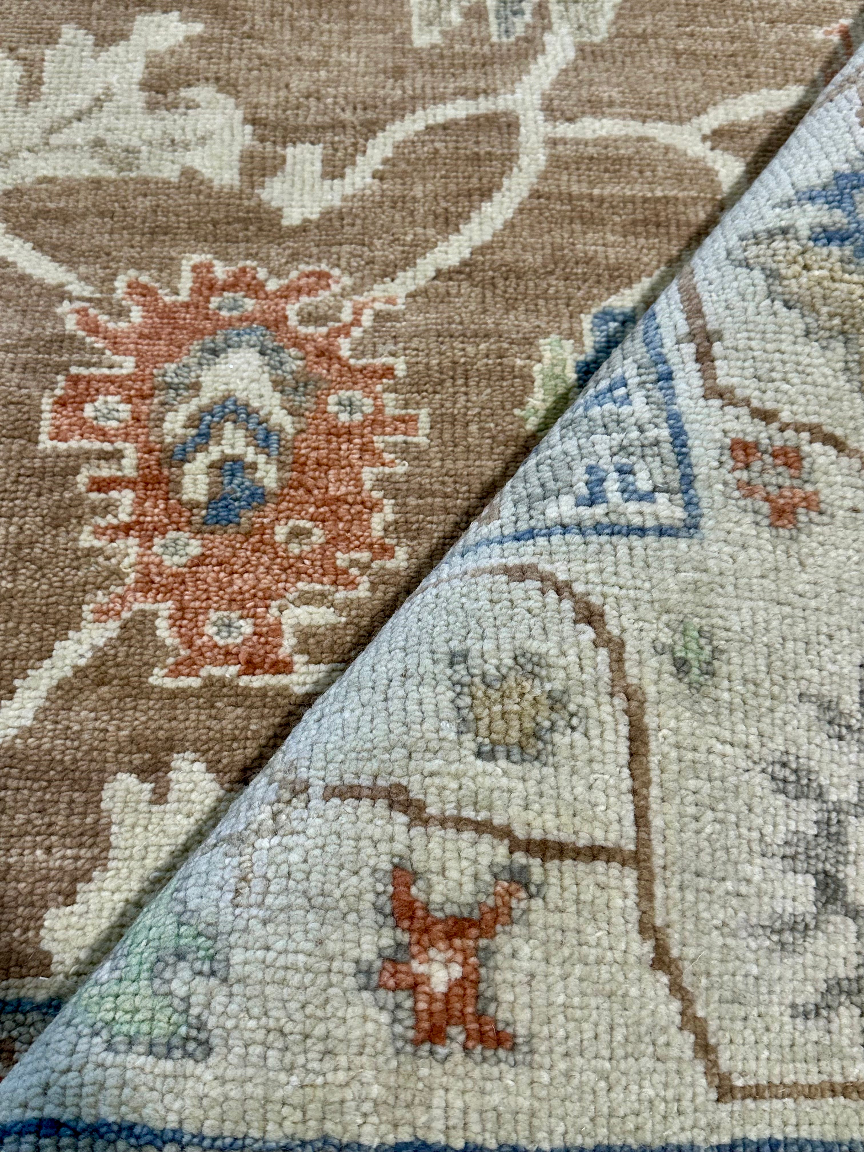 Regan 8x10 Hand-Knotted Light Brown and Tan Oushak Rug CLEARANCE