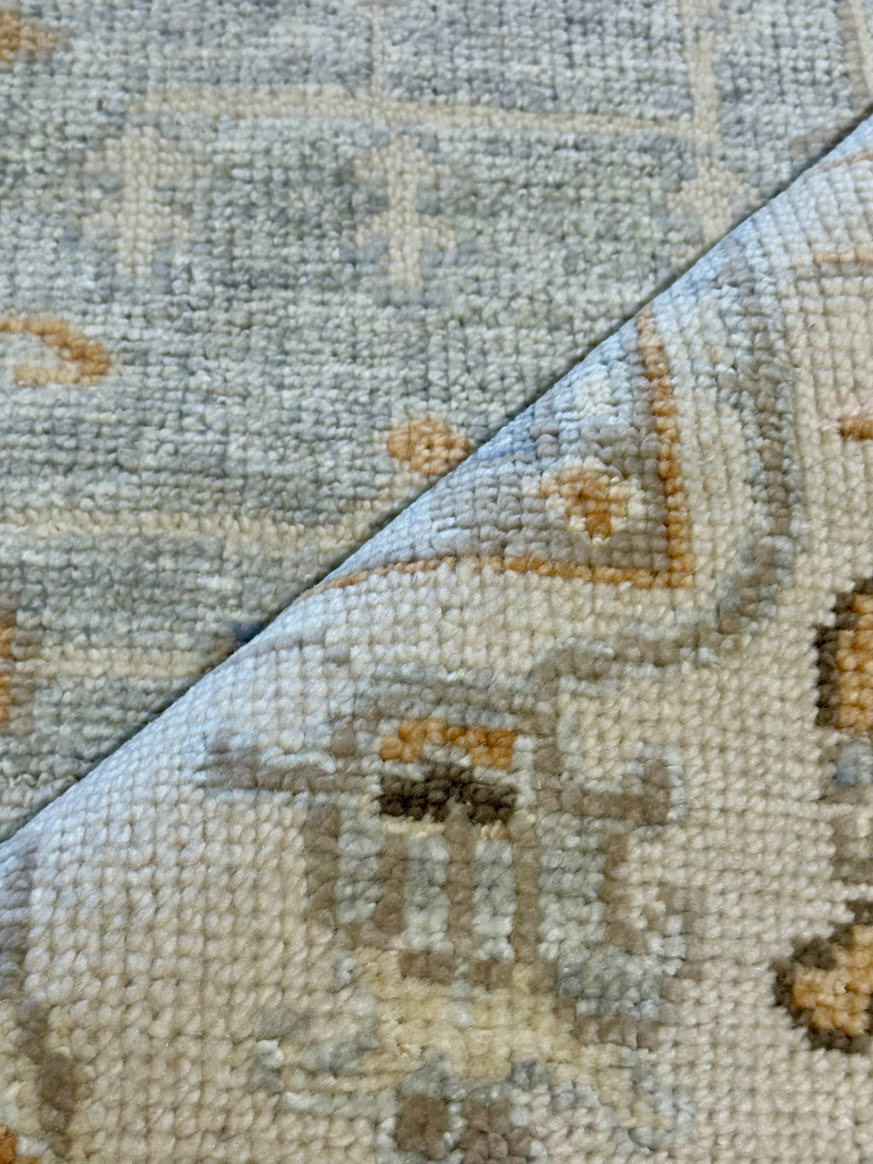 Michelle Boudreau 8x10 Light Grey and Ivory Hand-Knotted Oushak Rug