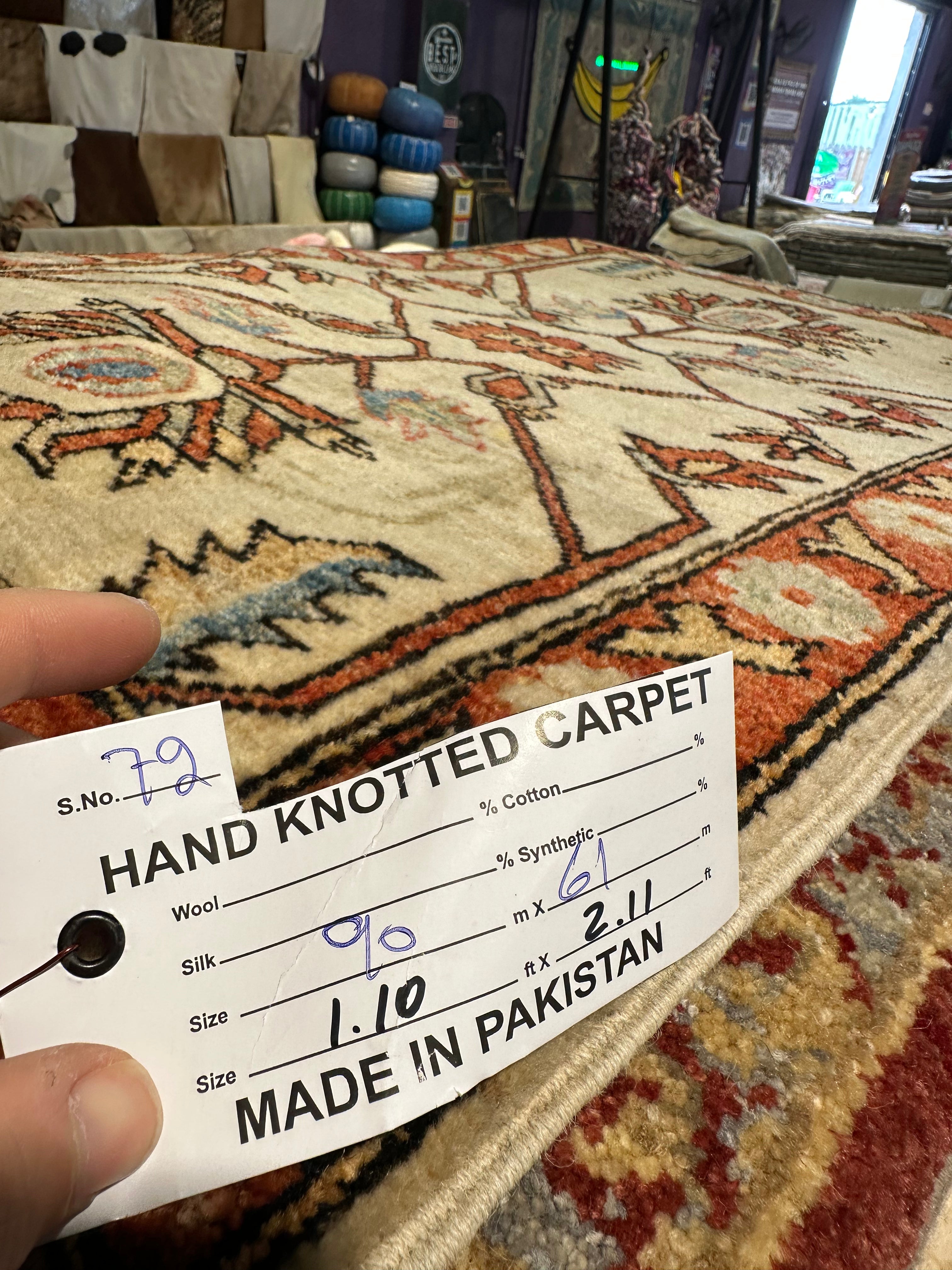 Emma Rose Smith 1.10x2.11 Orange Hand-Knotted Oushak
