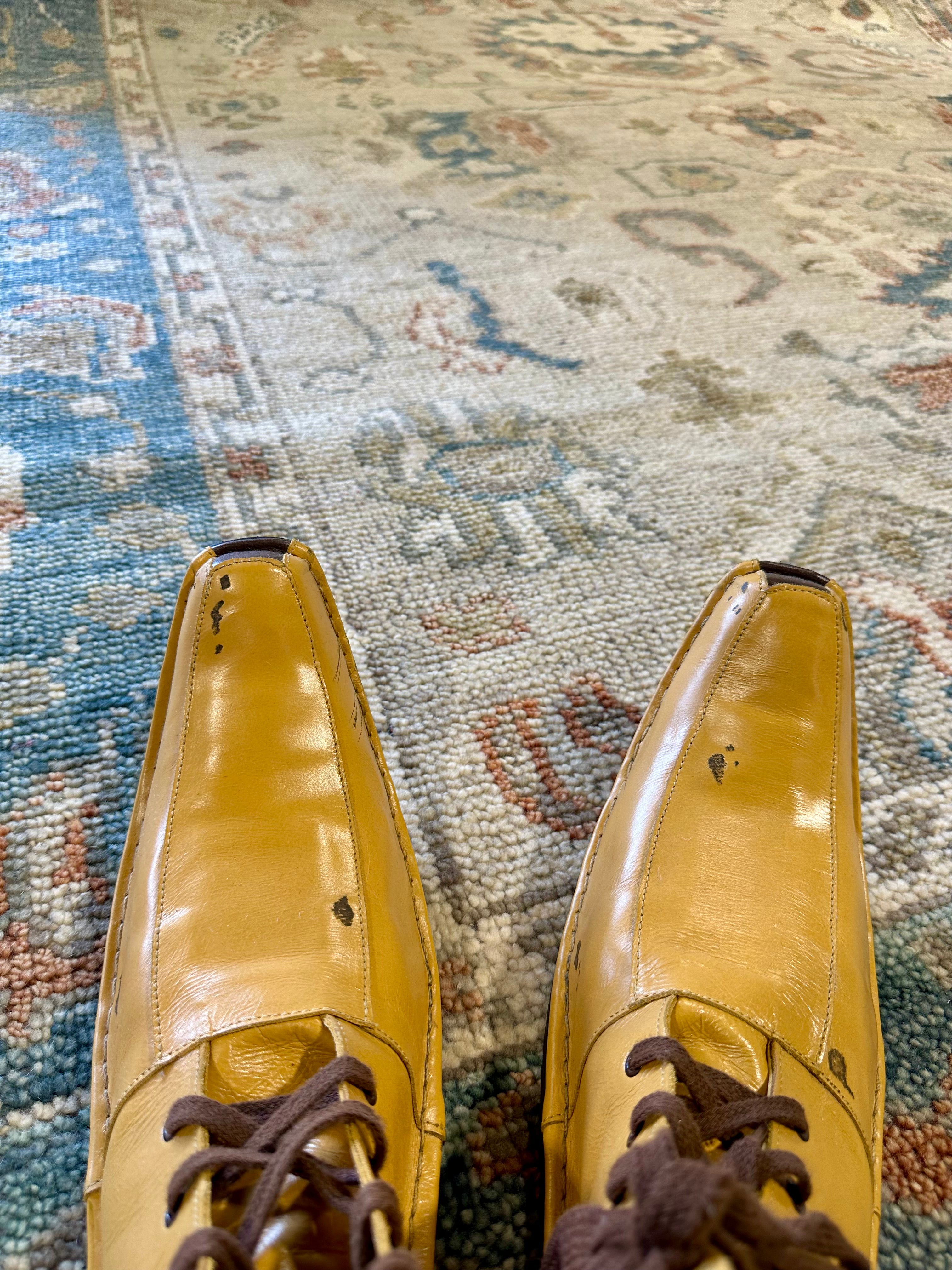 Paulette Goddard  8x10 Beige and Blue Hand-Knotted Oushak Rug