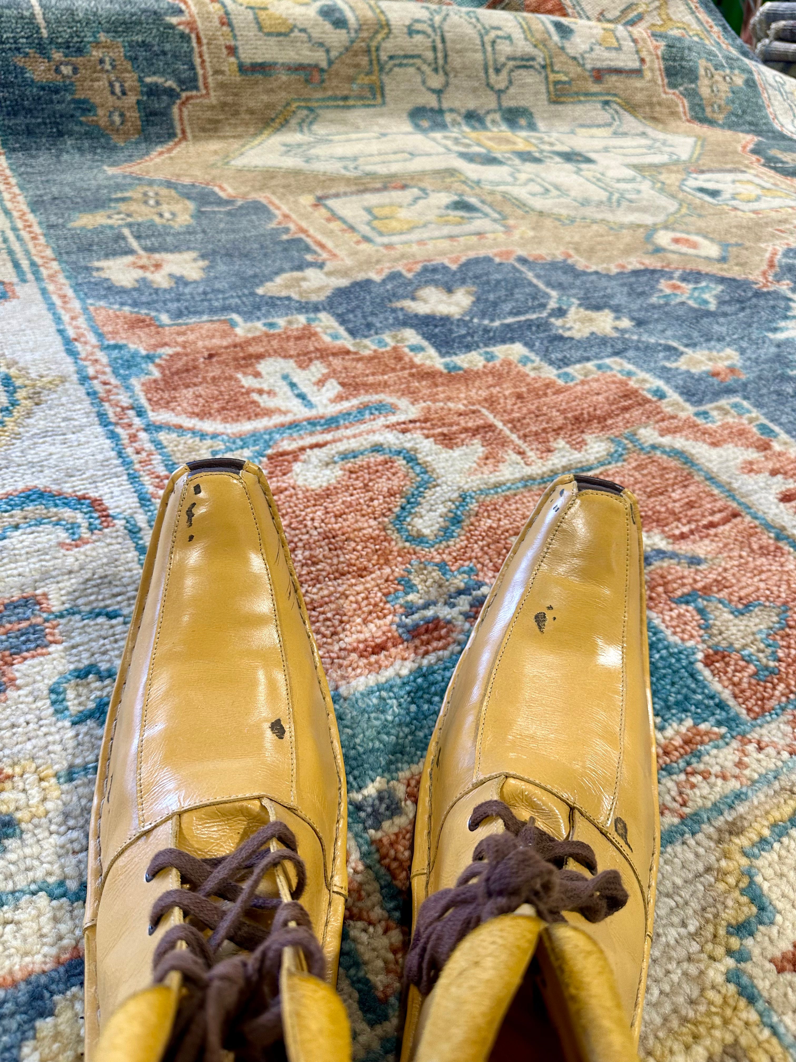 Haydel  8x10 Rust and Blue Hand-Knotted Rug