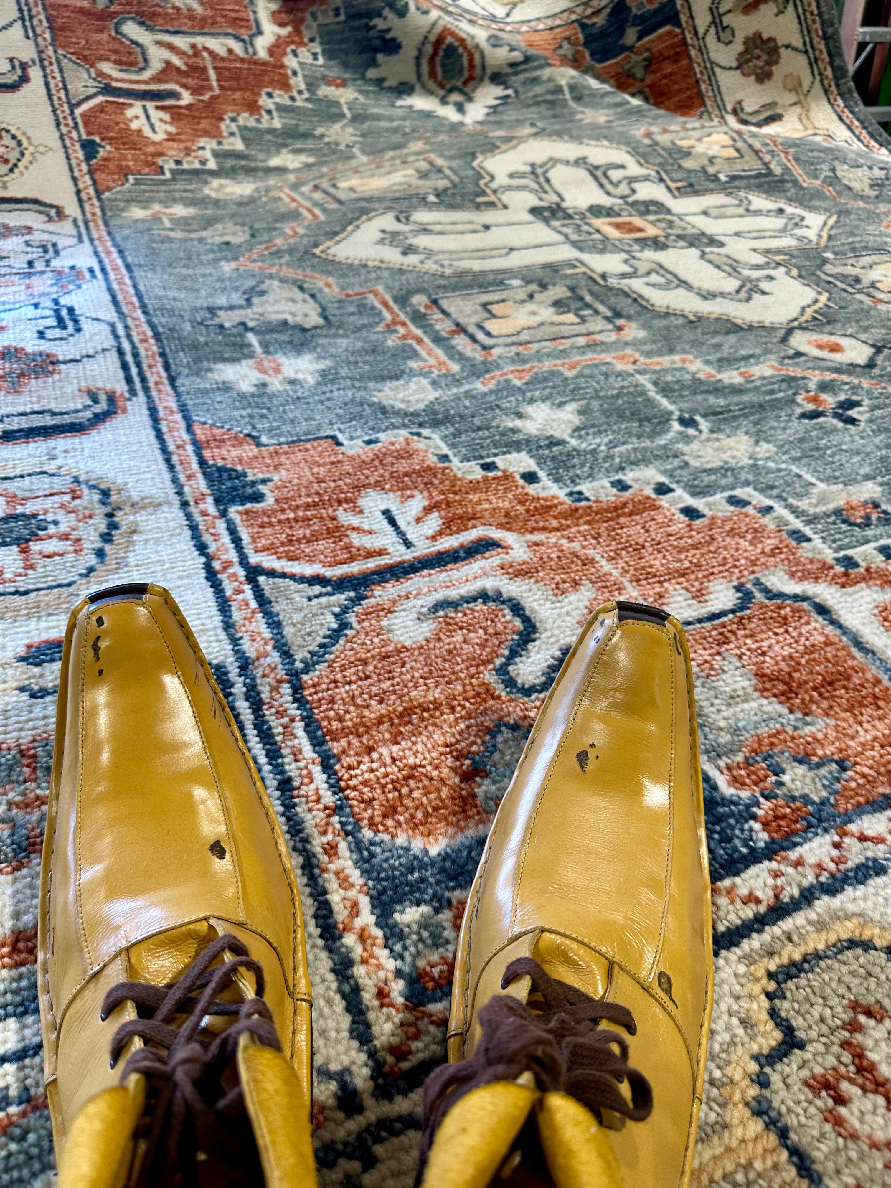 Sofia Vergara 7.9x10 Dark Grey and Ivory Hand-Knotted Oushak Rug