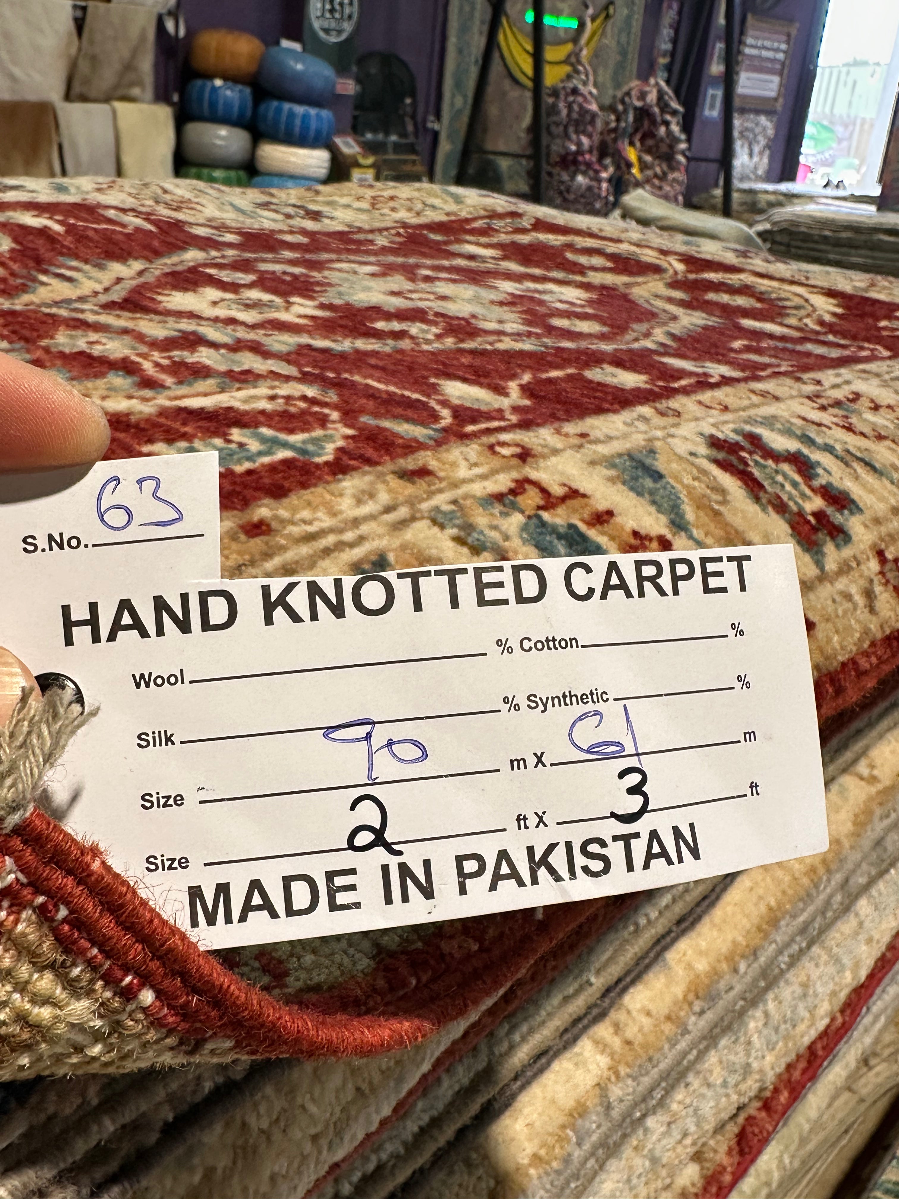 Sharleen Kalayil 2x3 Red Hand-Knotted Oushak
