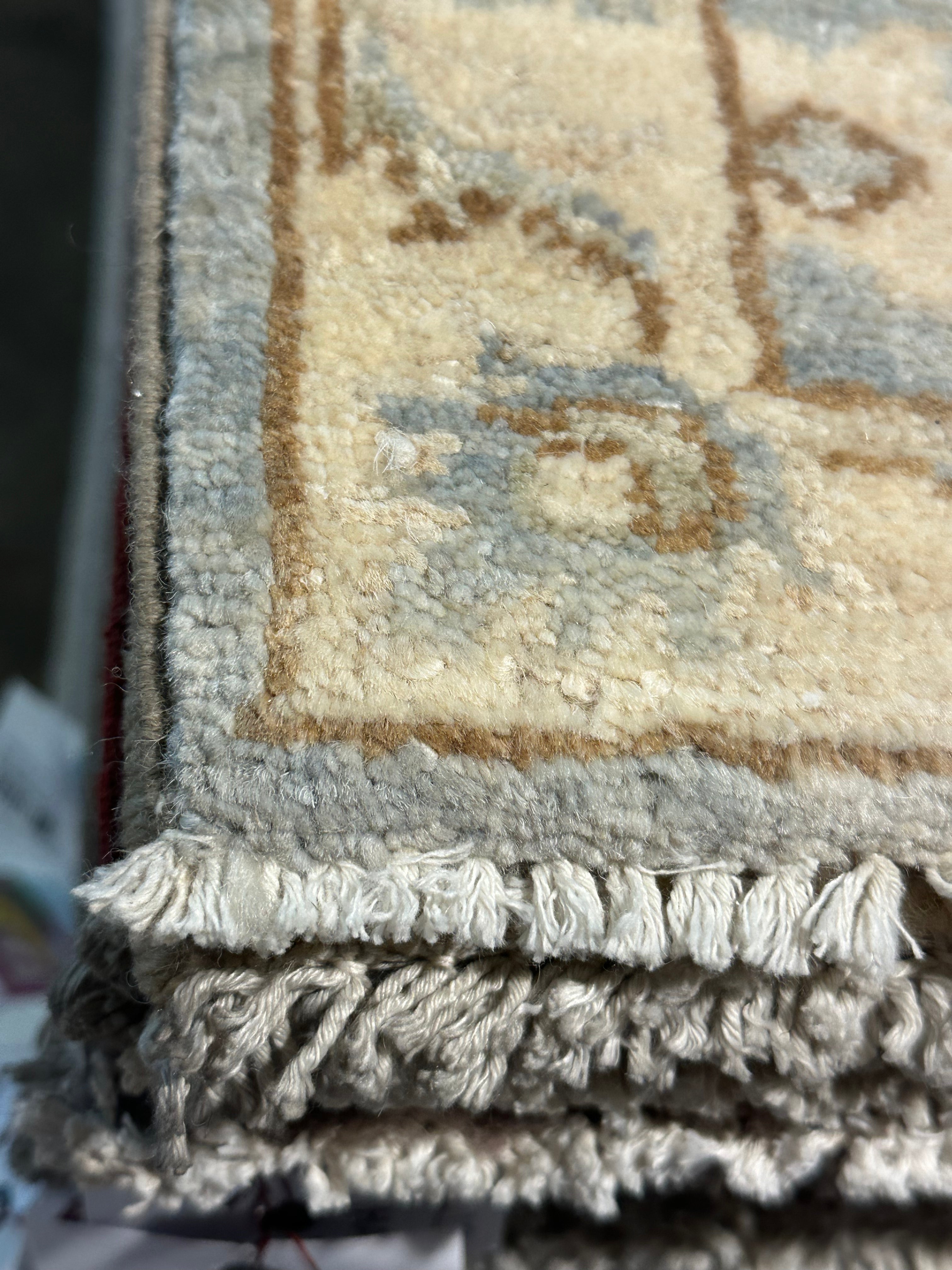 Ellie Cluett 1.11x2.11 Blue Whitewashed Hand-Knotted Oushak