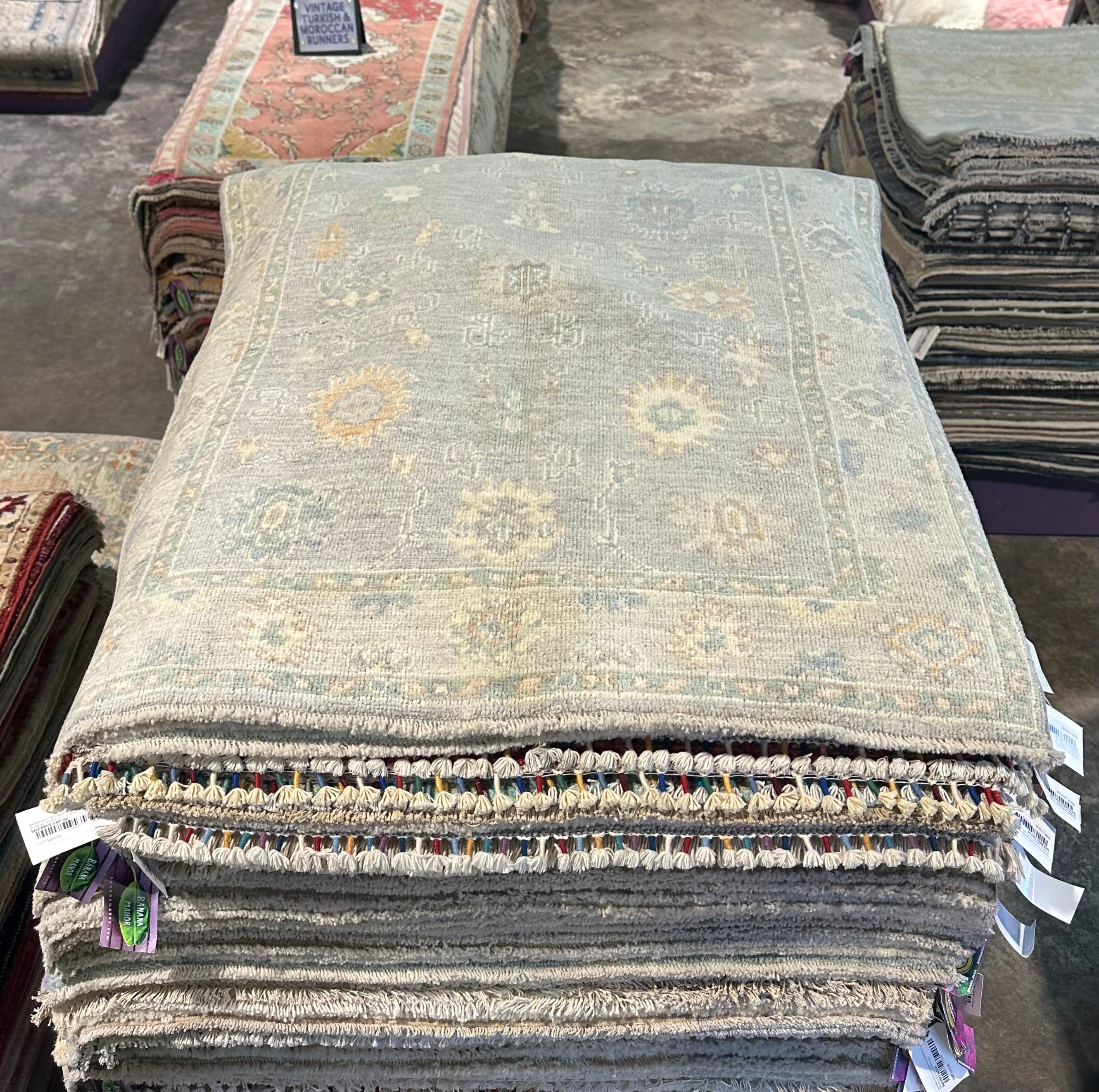 Julia Lea Wolov 3.3x4.10 Blue Afghani Whitewashed Oushak