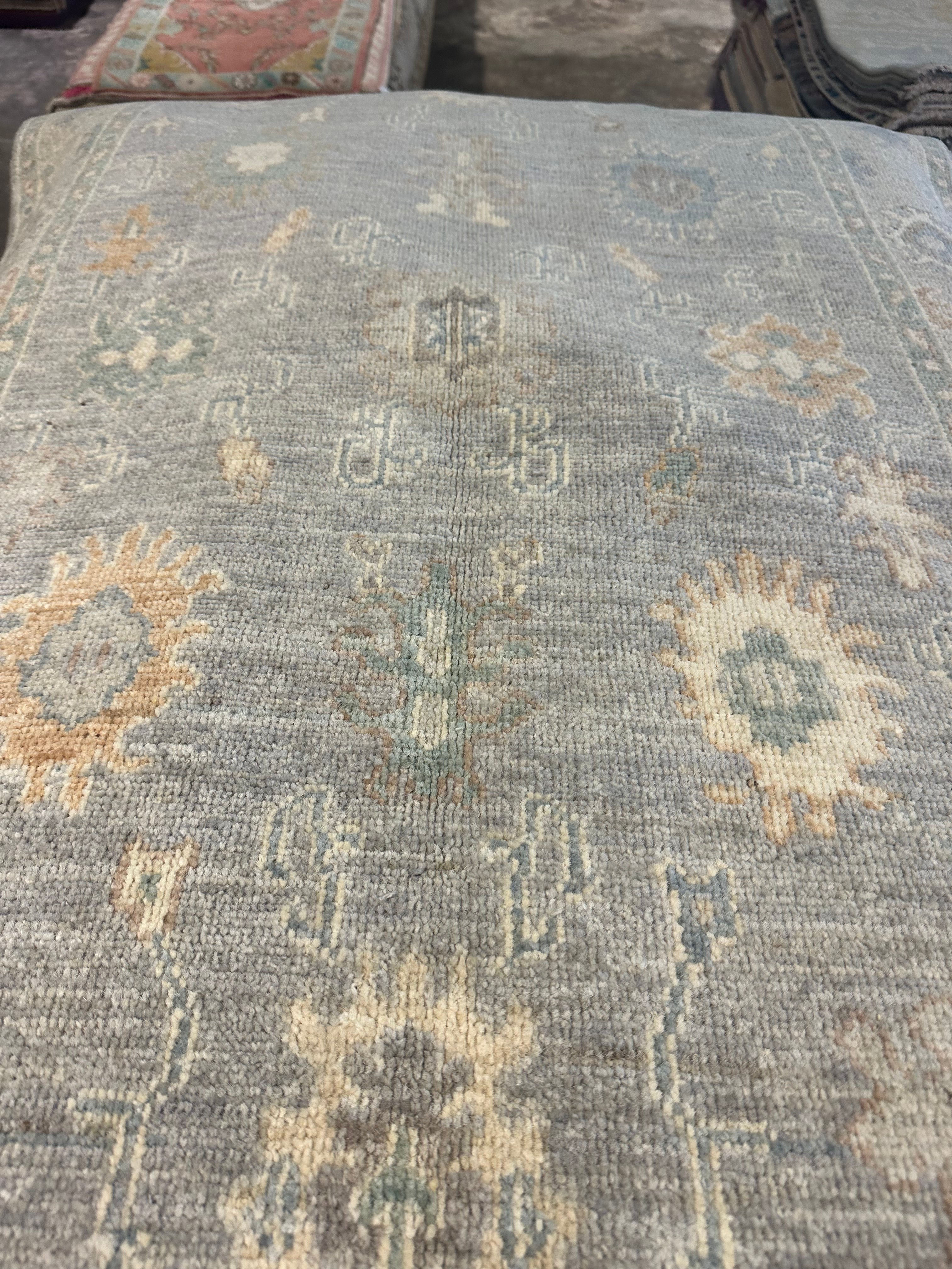 Julia Lea Wolov 3.3x4.10 Blue Afghani Whitewashed Oushak