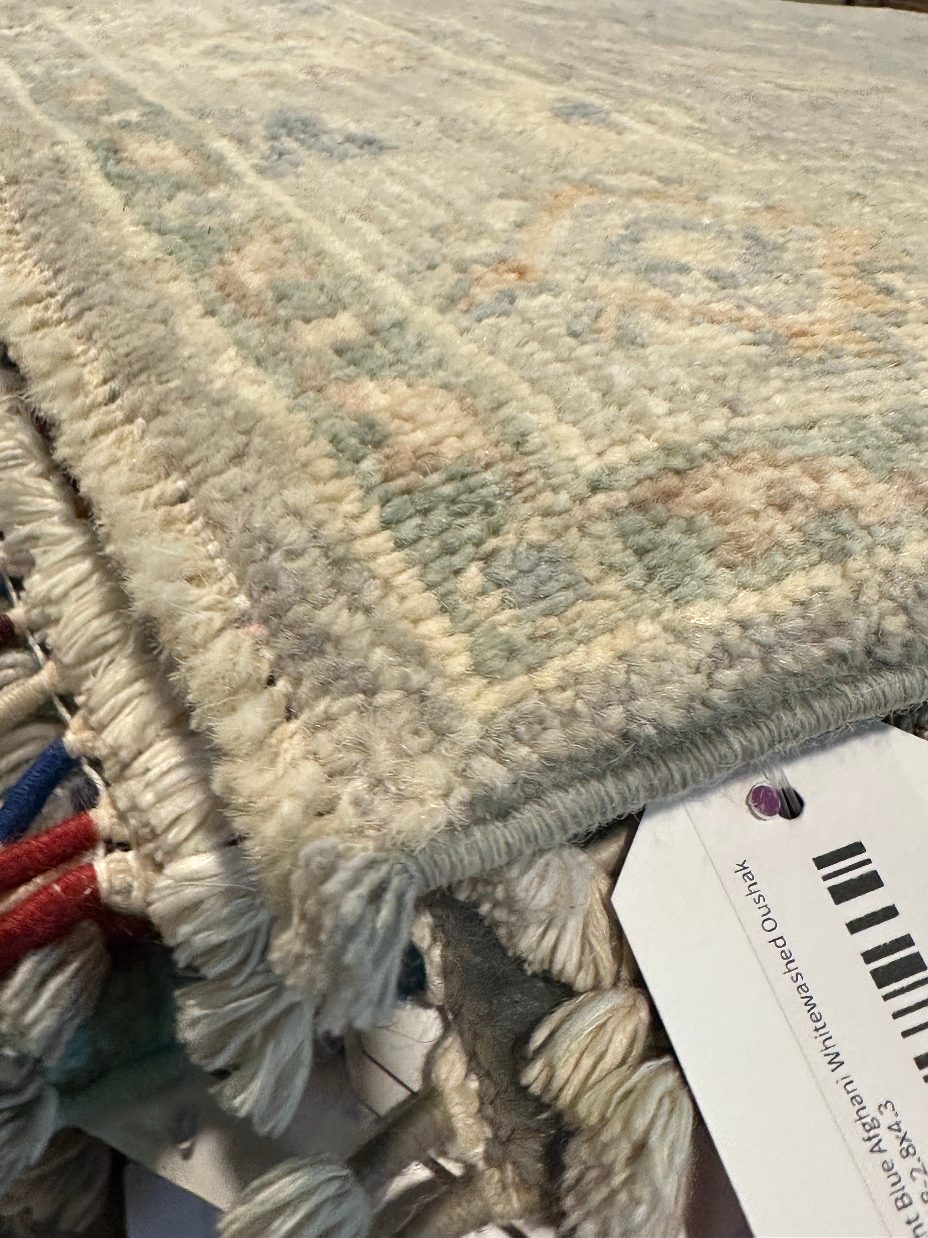 Julia Lea Wolov 3.3x4.10 Blue Afghani Whitewashed Oushak