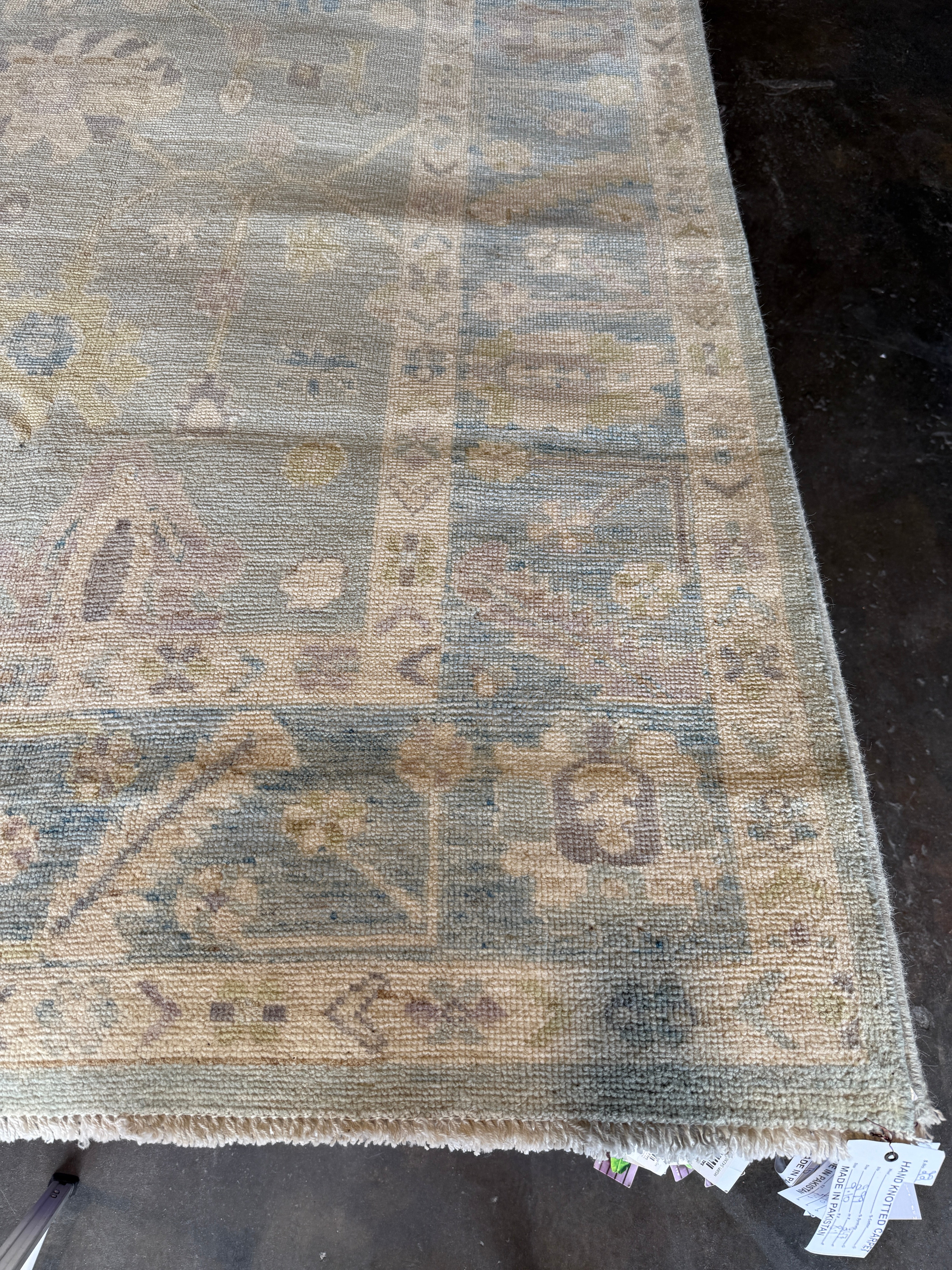 Dre's wife 8.1x9.10 Blue Hand-Knotted Whitewashed Oushak