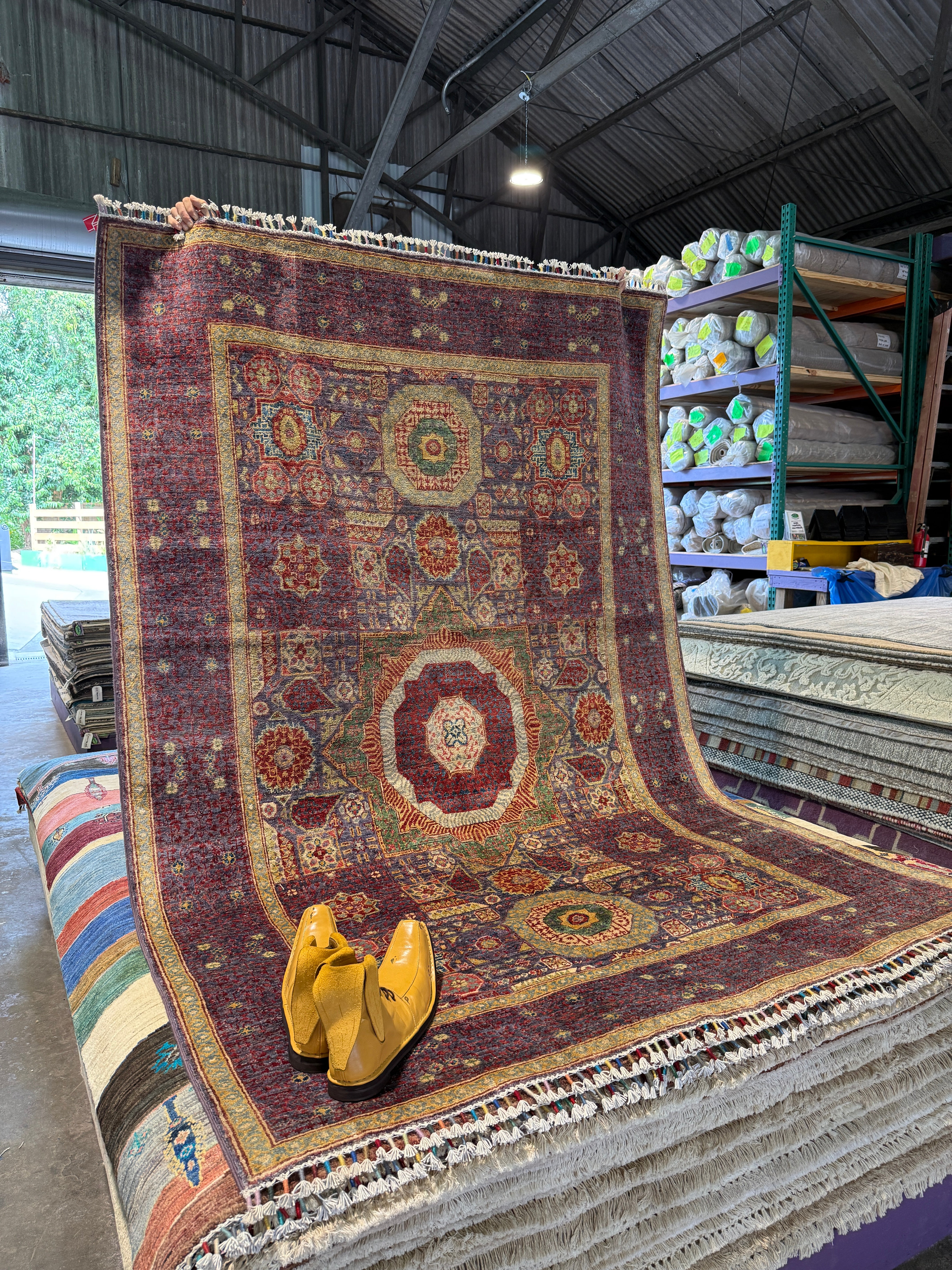 Kelsey 5.8x8.3 Purple Hand-Knotted Whitewashed Oushak