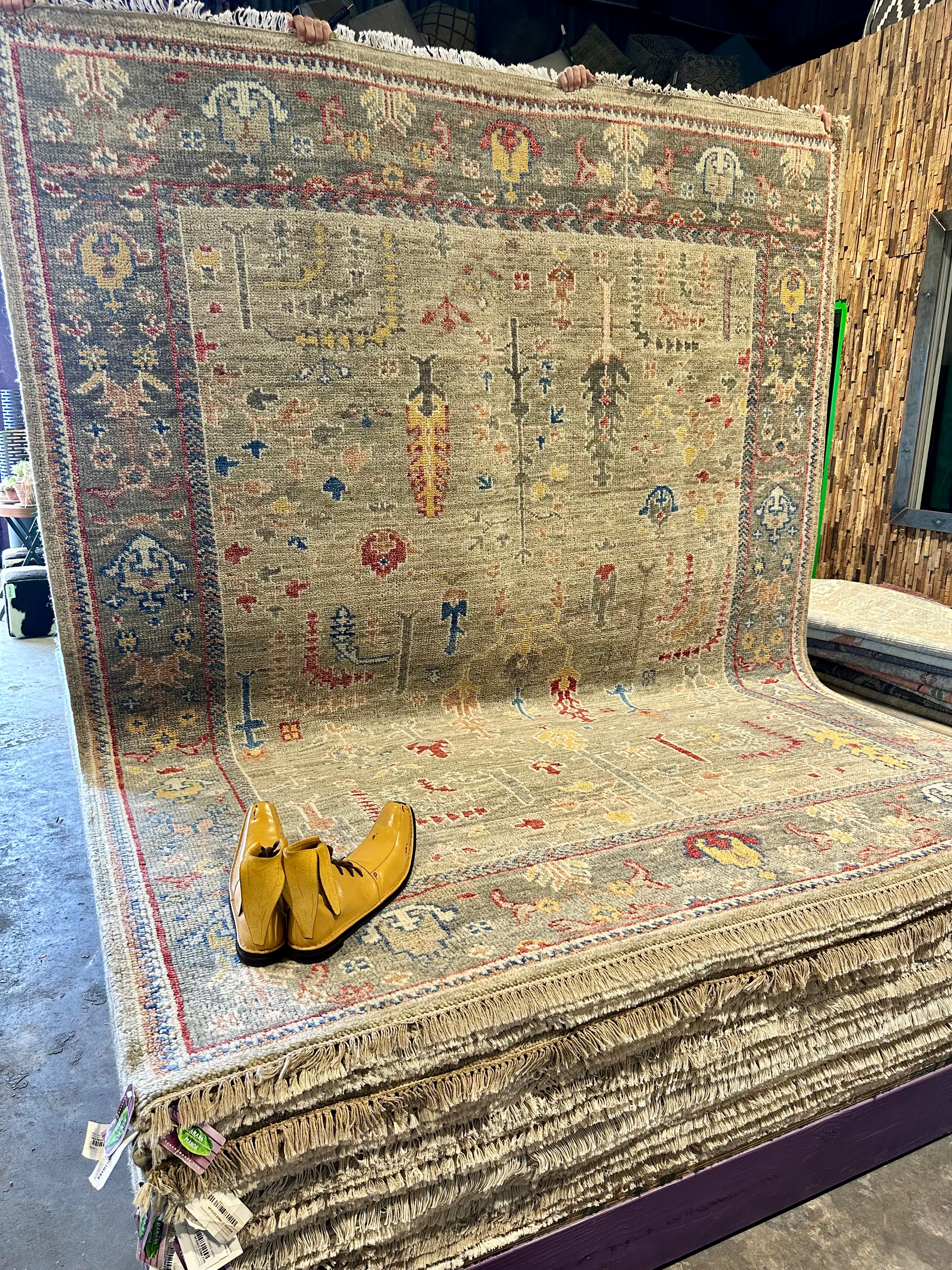 Calliope 8x10 Grey Hand-Knotted Oushak Rug