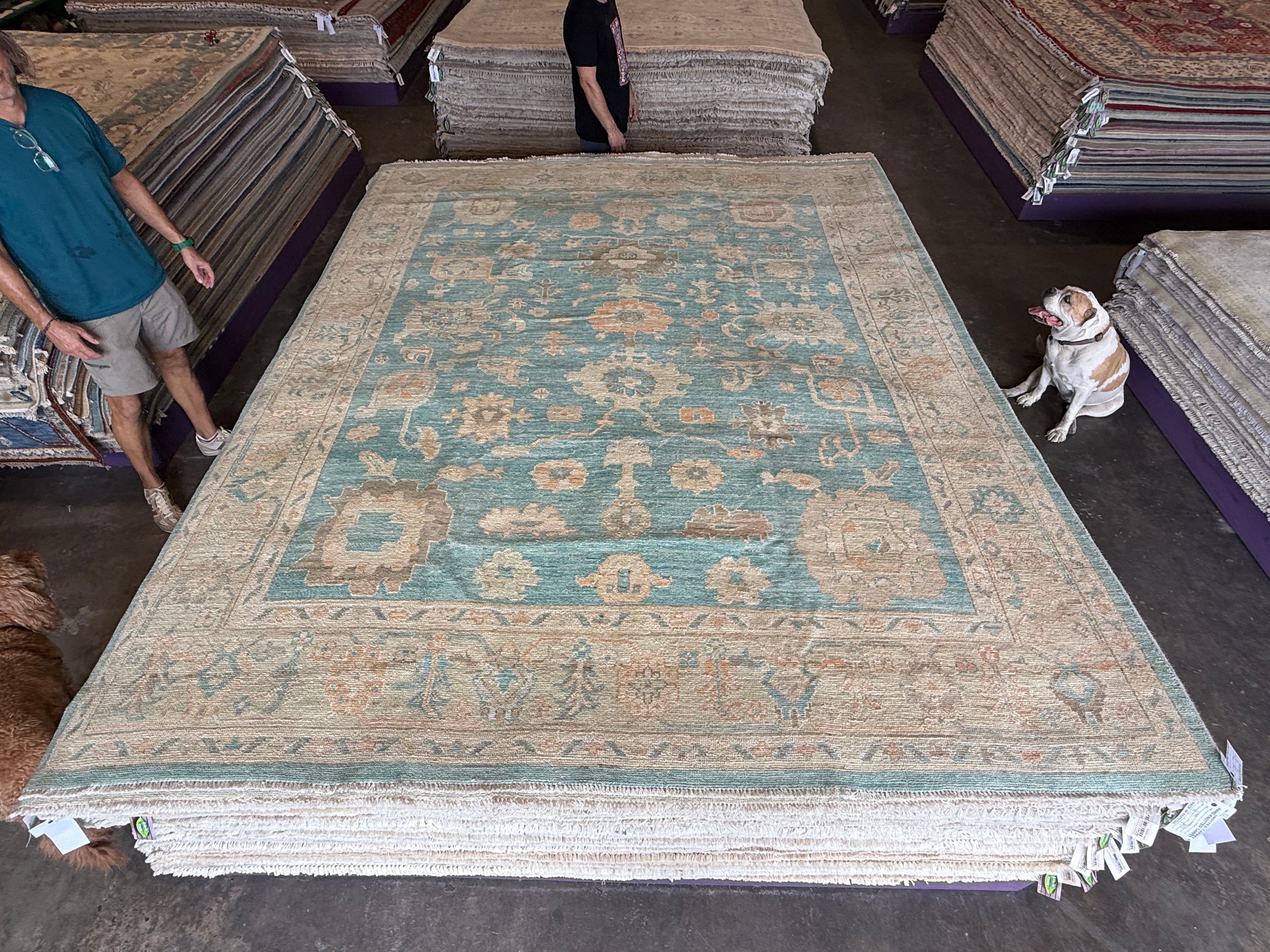 Tanya 7.11x9.5 Blue Hand-Knotted Whitewashed Oushak