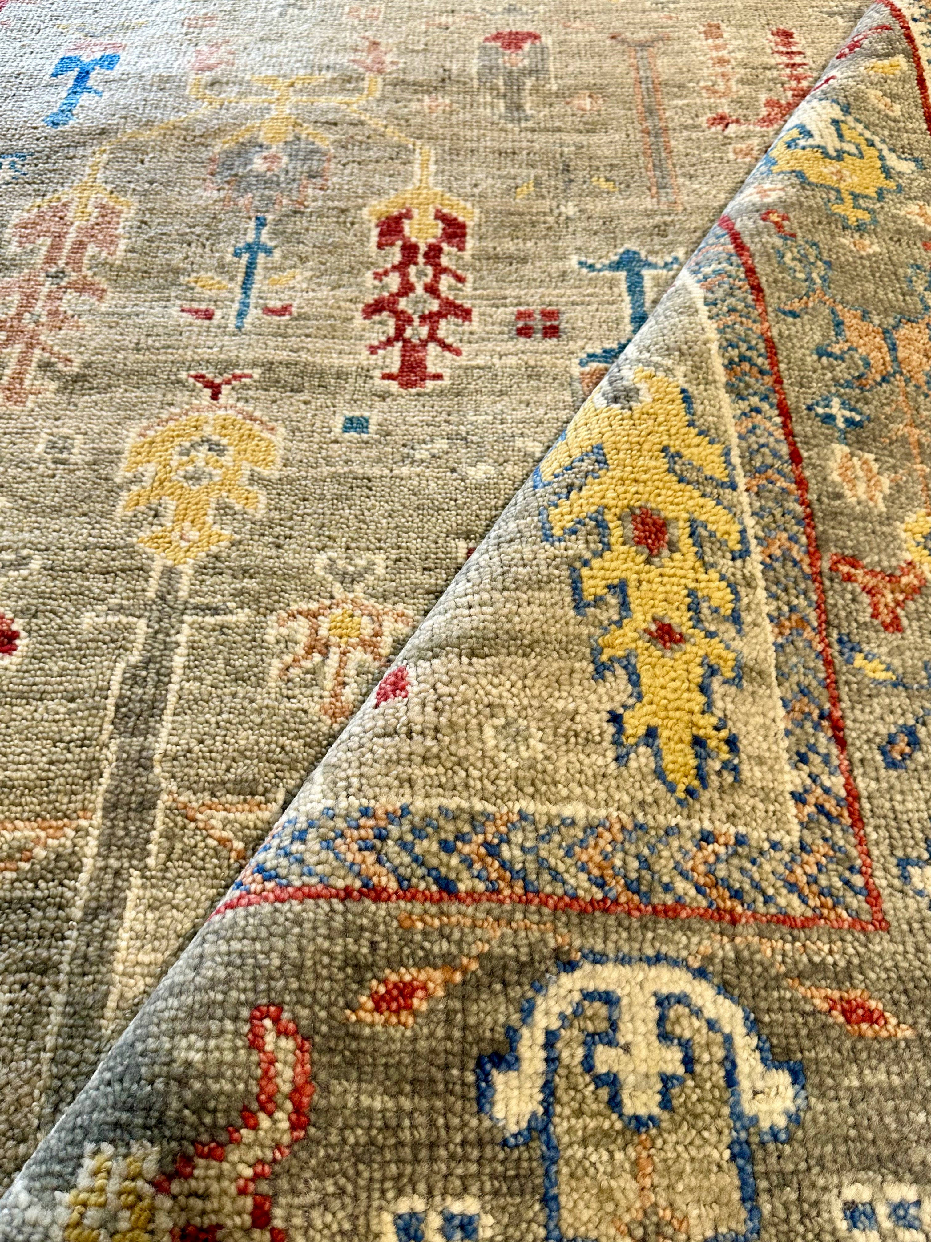 Calliope 8x10 Grey Hand-Knotted Oushak Rug