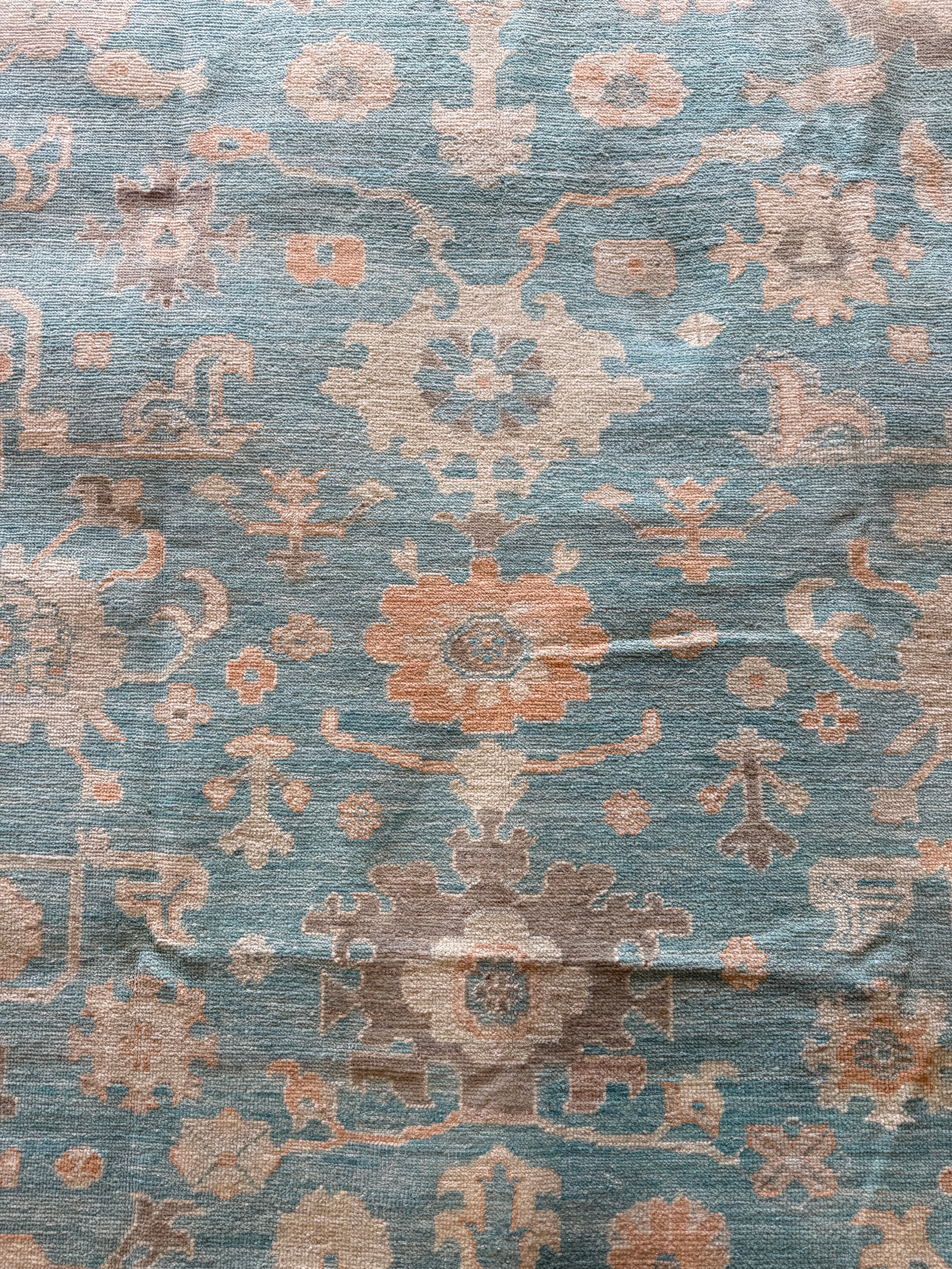 Tanya 7.11x9.5 Blue Hand-Knotted Whitewashed Oushak