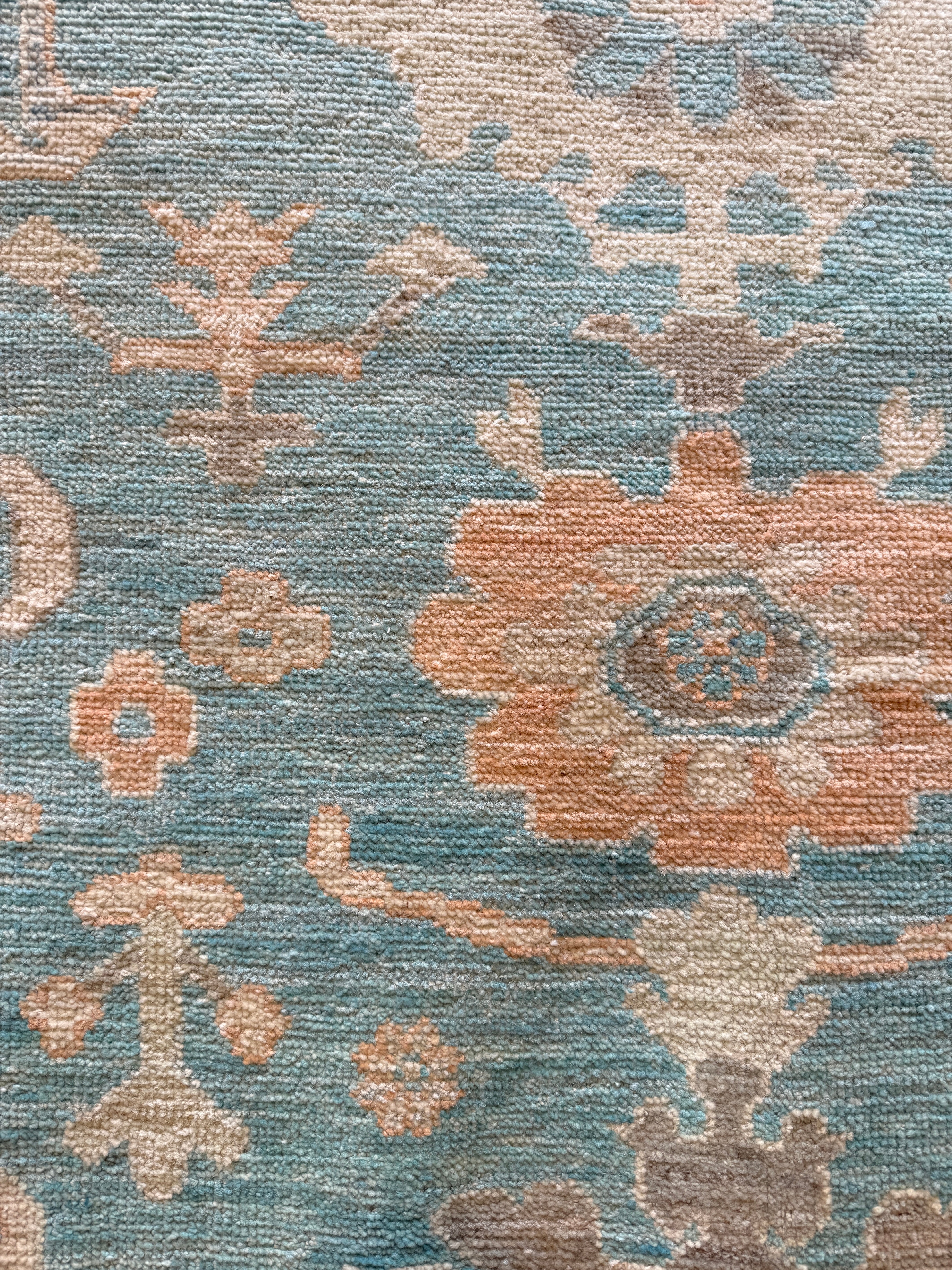 Tanya 7.11x9.5 Blue Hand-Knotted Whitewashed Oushak