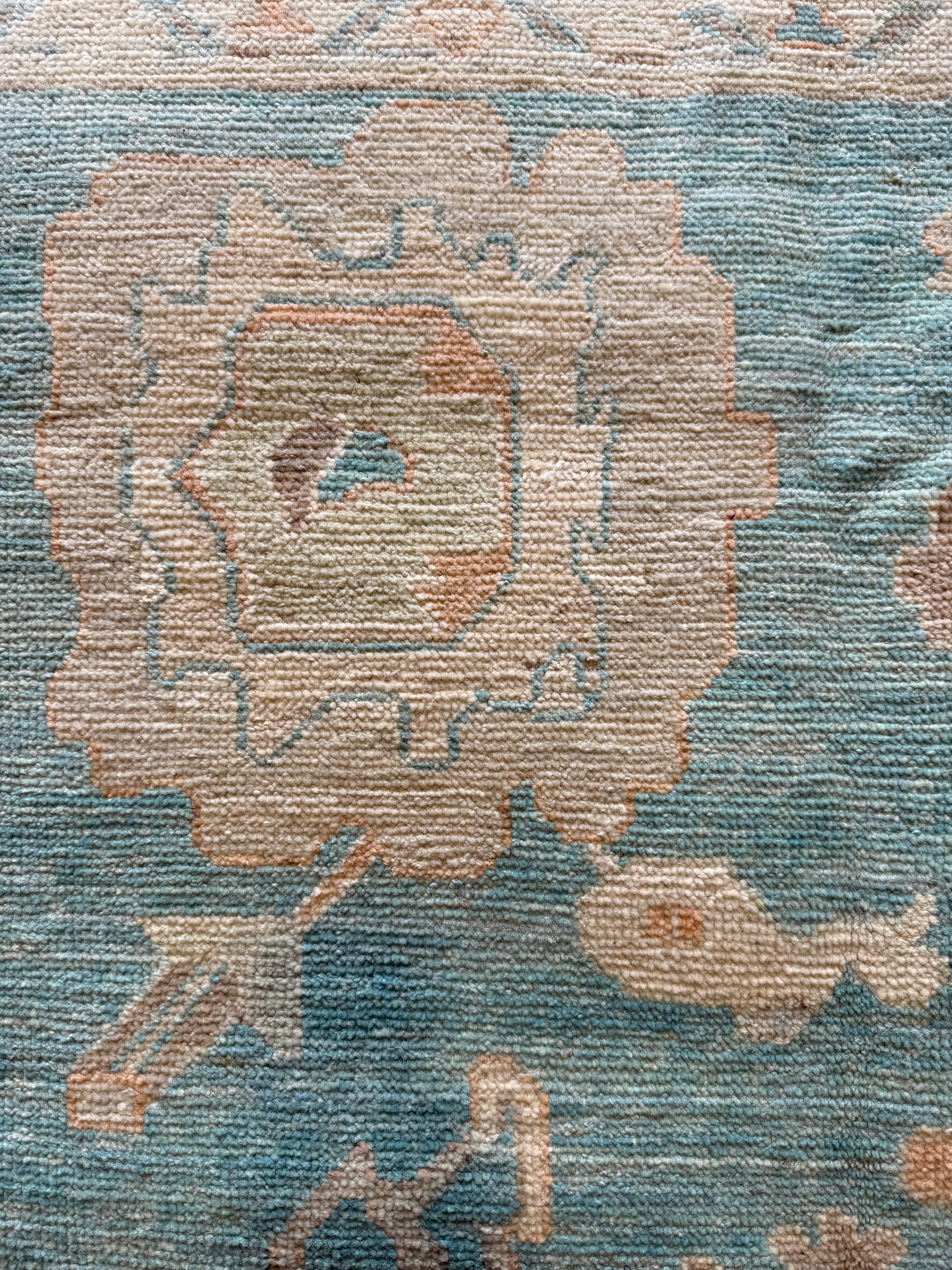 Tanya 7.11x9.5 Blue Hand-Knotted Whitewashed Oushak