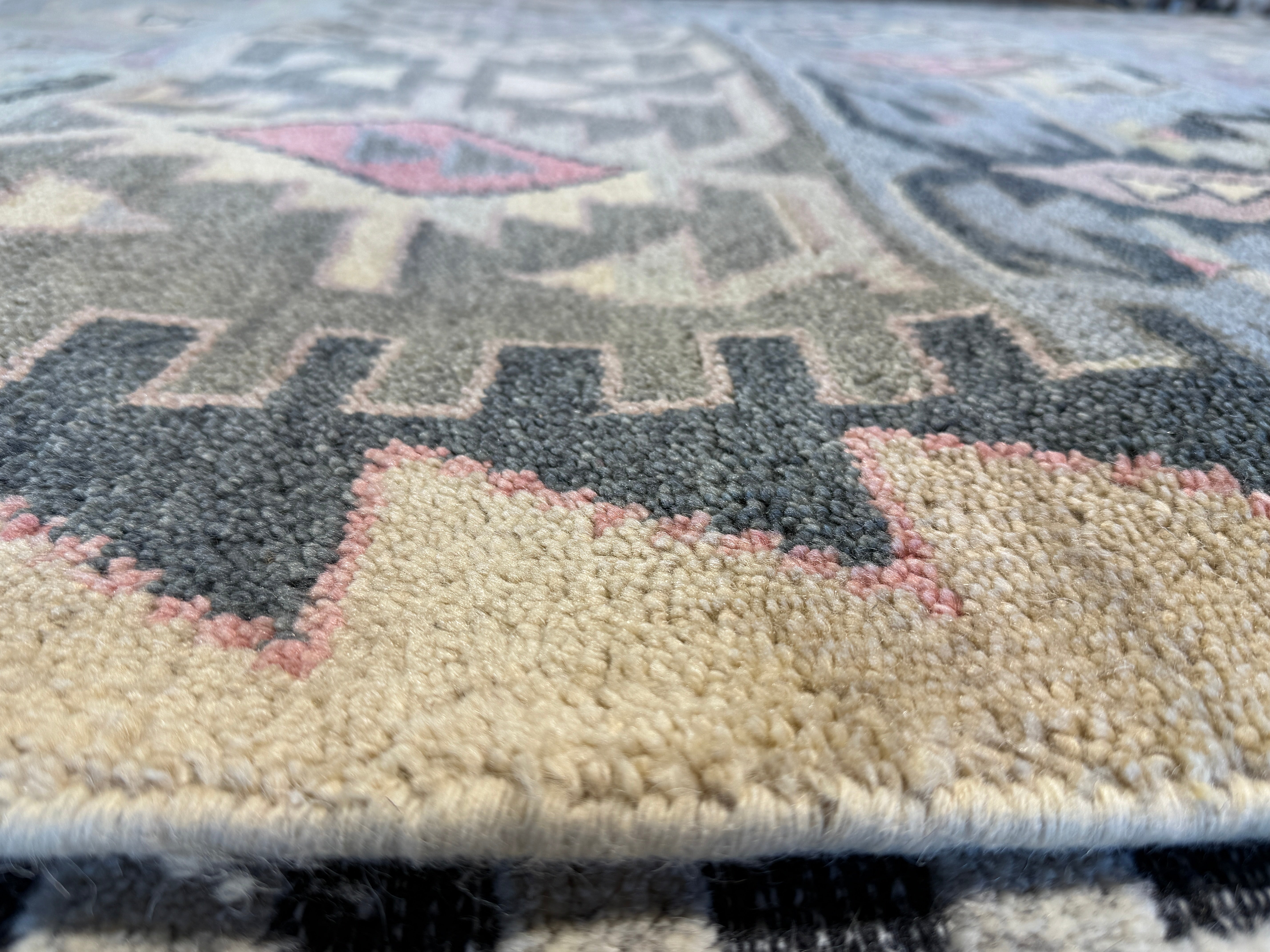 Zelia Rose 8.3x11.6 Hand-Knotted Tan & Grey Ikat