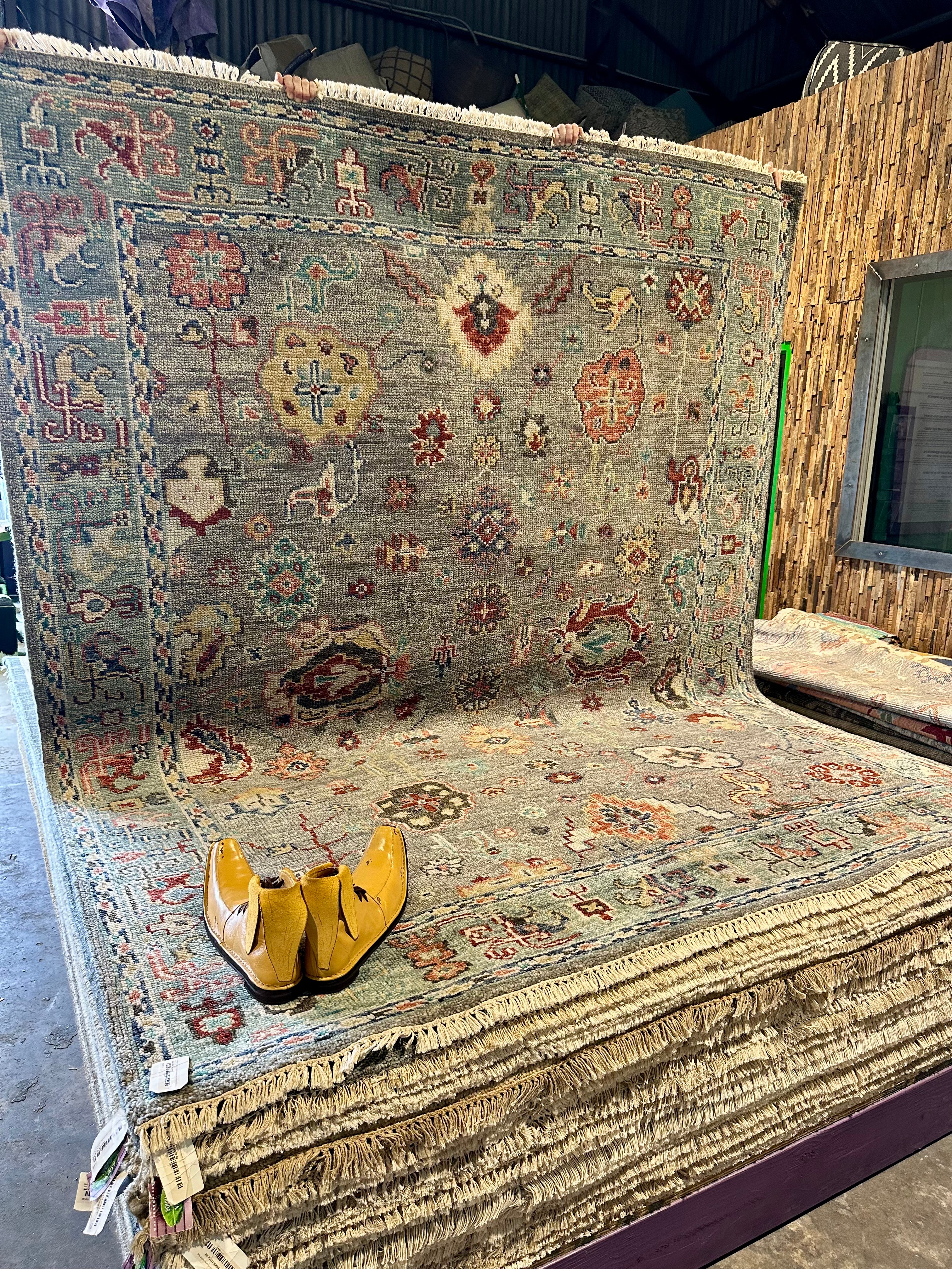 Christine Thompson 8x10 Grey Hand-Knotted Oushak Rug